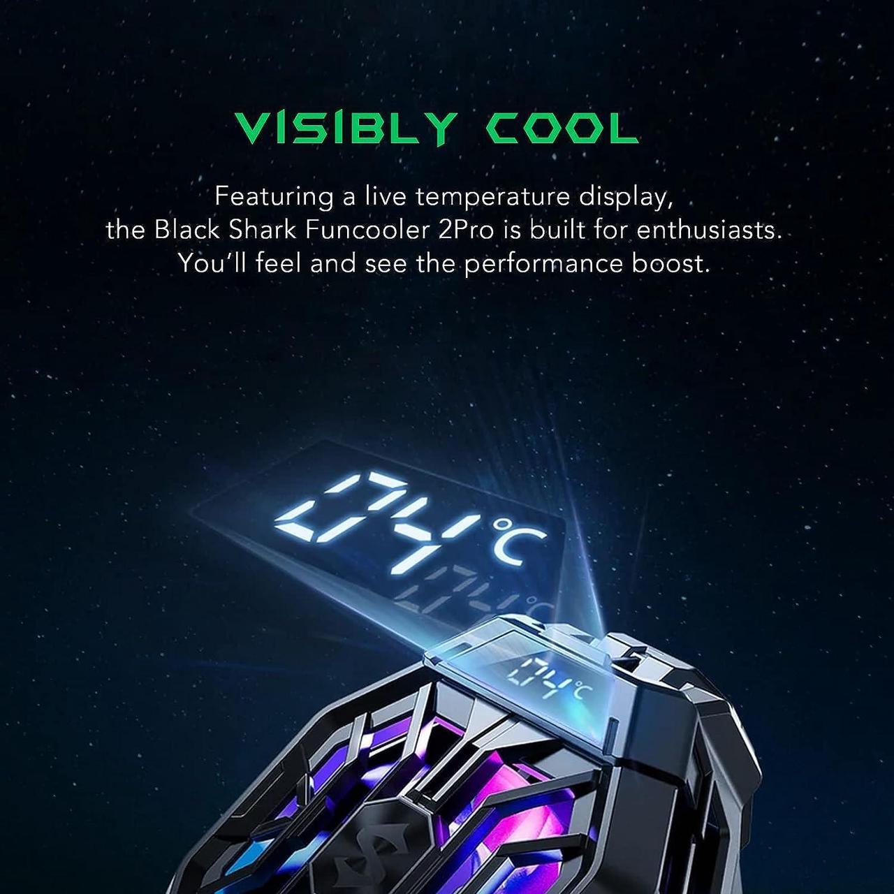 Alt view image 3 of 6 - Black Shark Cell Phone Cooler Fun Cooler 2Pro, Cellphone Radiator with LED Temperature Display/Sleep Timer/Fan Speed Settings for 2.63-3.46 inches iOS/Android Semiconductor Heatsink Cooling