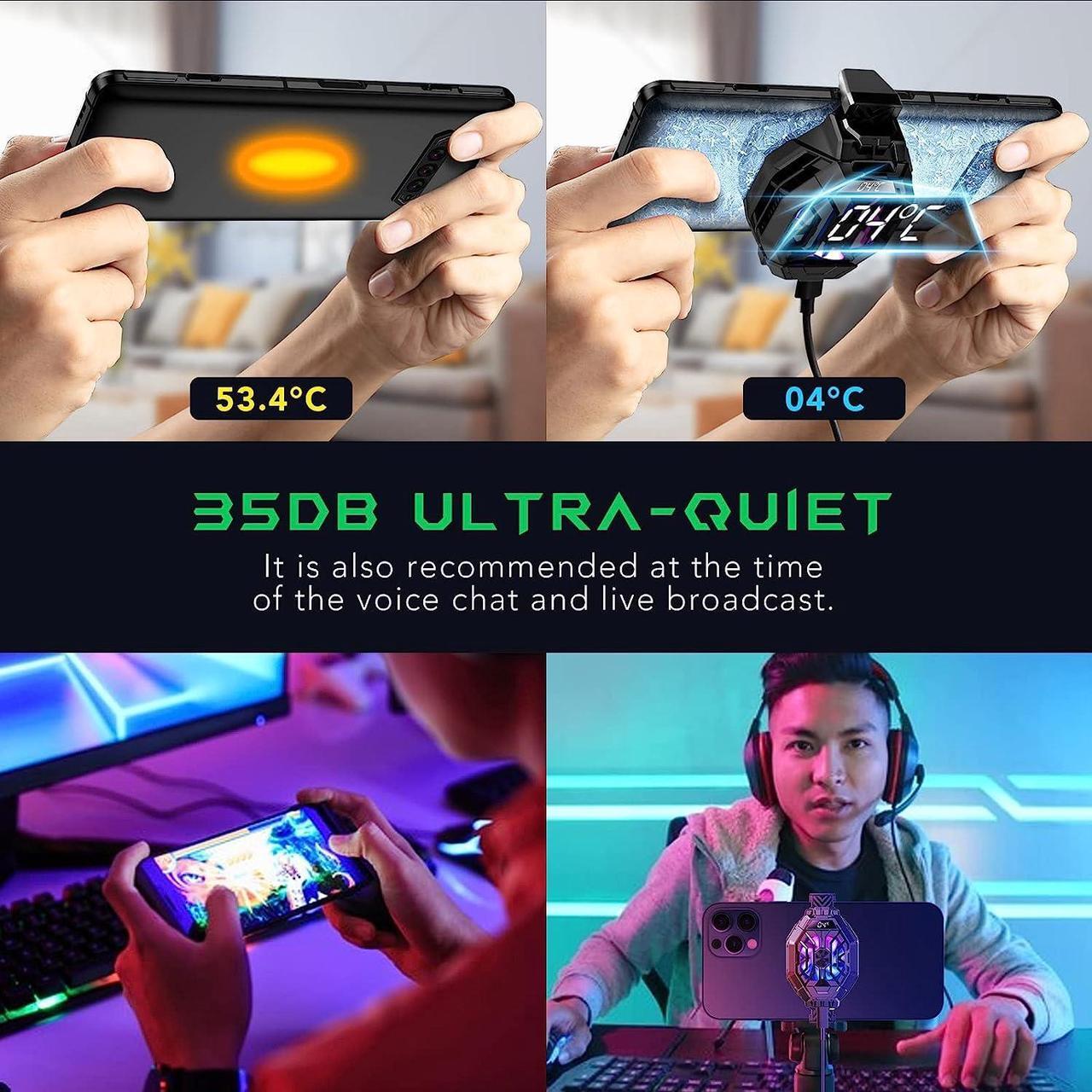Alt view image 6 of 6 - Black Shark Cell Phone Cooler Fun Cooler 2Pro, Cellphone Radiator with LED Temperature Display/Sleep Timer/Fan Speed Settings for 2.63-3.46 inches iOS/Android Semiconductor Heatsink Cooling