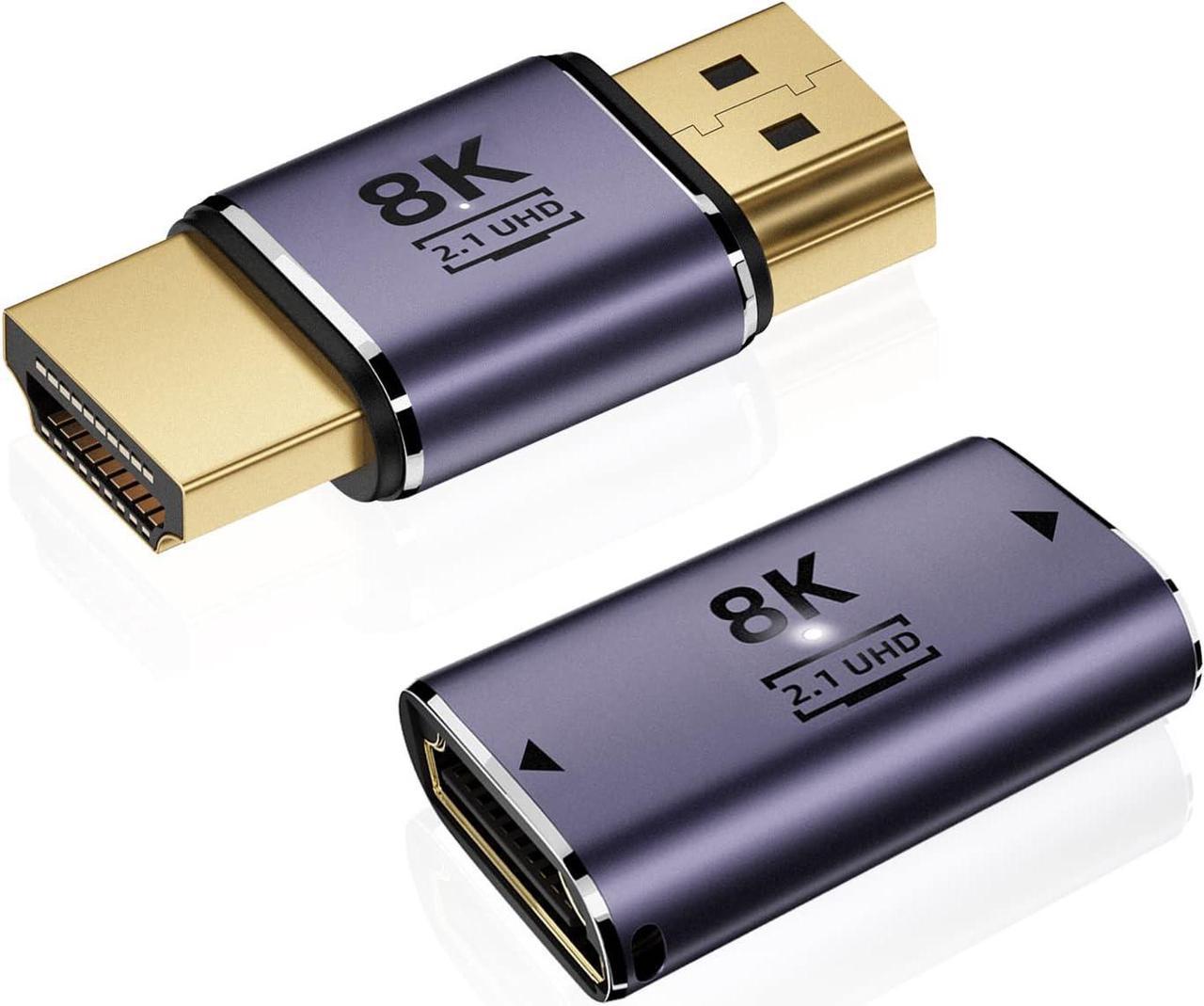 8K HDMI 2.1 Adapter (2 Pack), HDMI Female to Female Coupler, HDMI Male to Male Extender Connector Aluminum Alloy