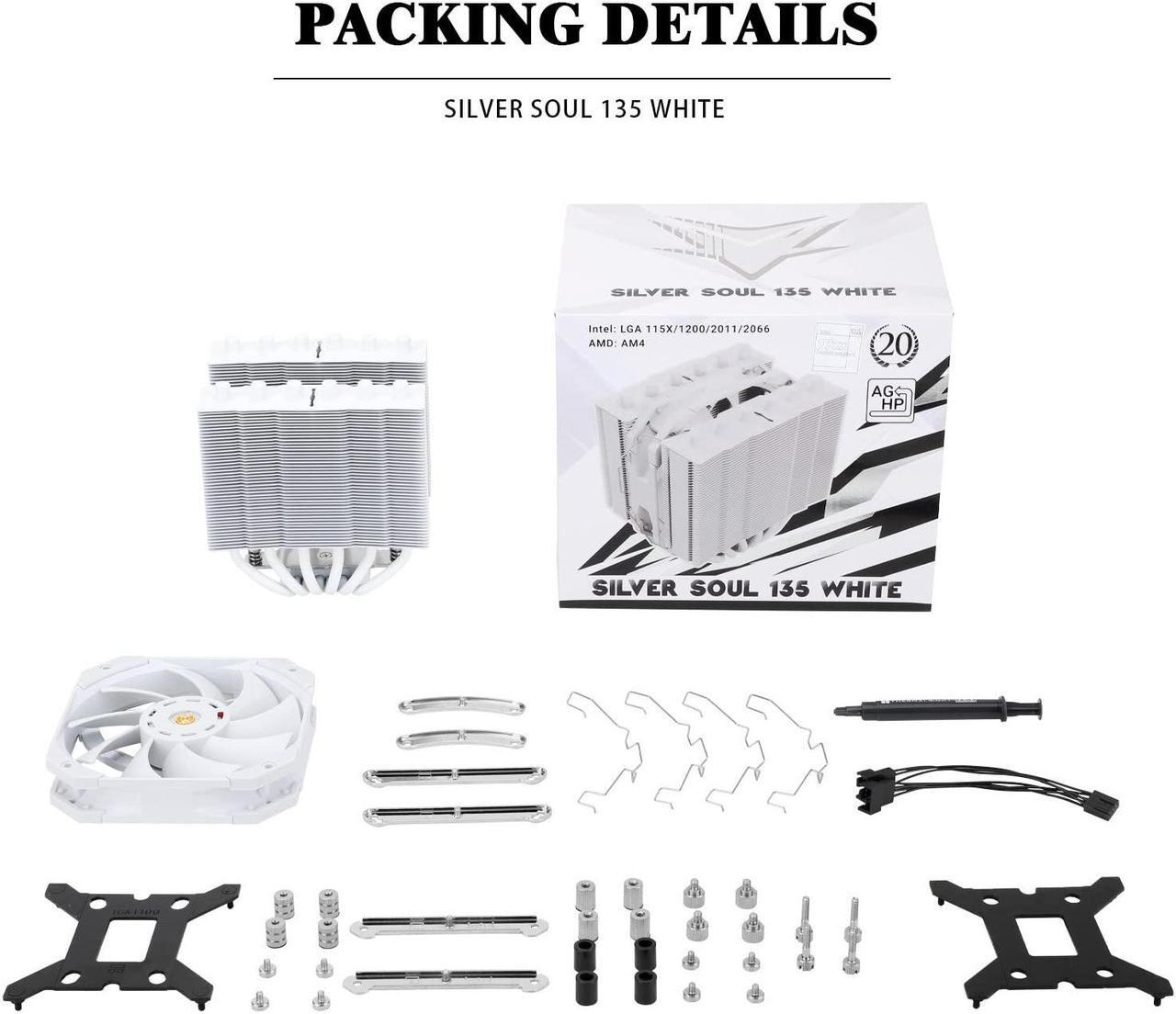 Alt view image 7 of 7 - Silver Soul 135 White Dual Towers 6mm Heatpipes*6, 120*120*25mm Fan for 115X/1200/2011-3/2066/1700, AM4/AM5, Thermalright SS135 White