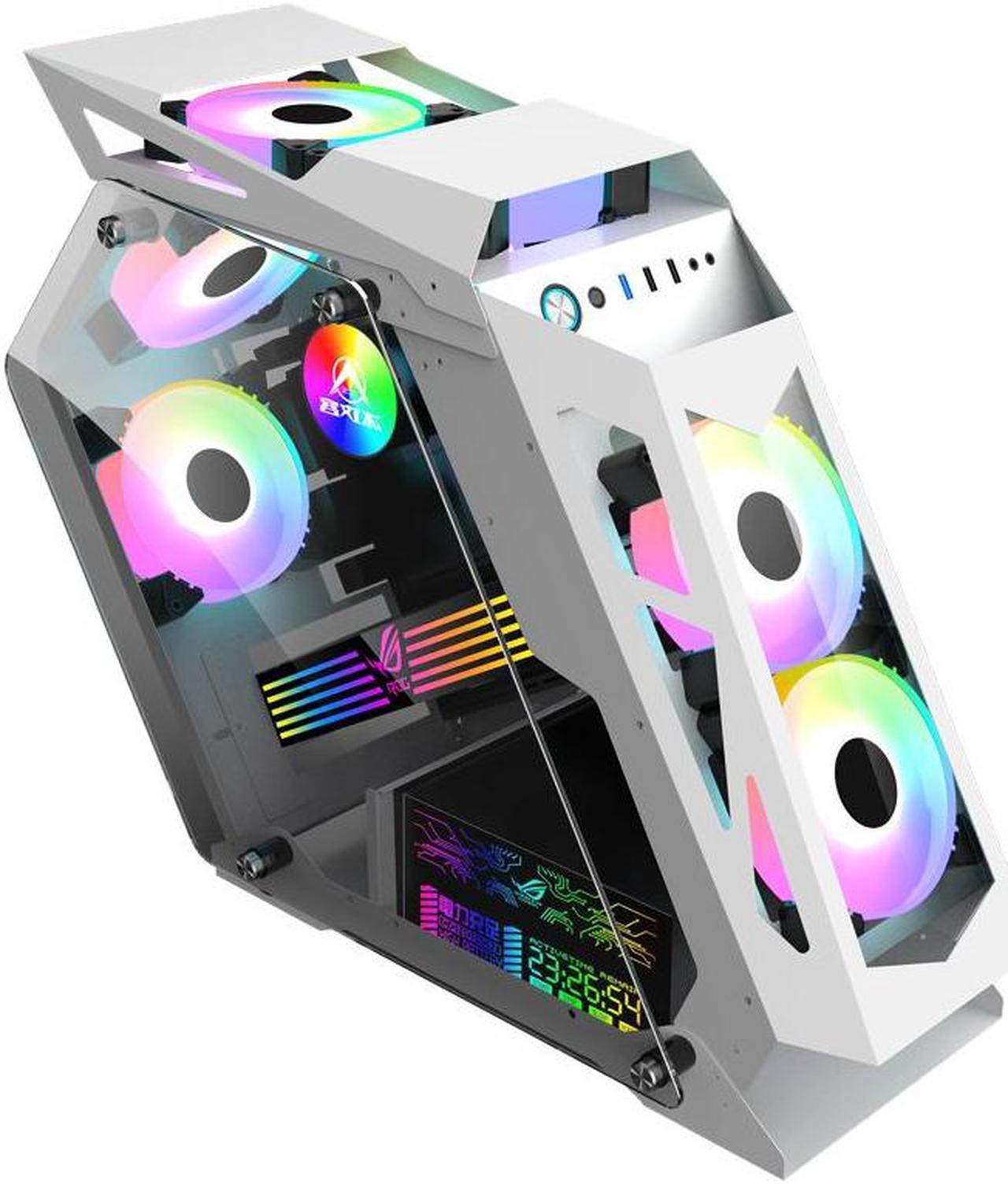 Alt view image 2 of 3 - CORN Alien Irregular Opened(Not Dustproof) PC Case, Tempered Glass Gaming Desktop Computer Case, Micro ATX/Mini ITX, Support 240 Liquid Cooling and 120mm Fan*6(Not included), Unique Appearance White