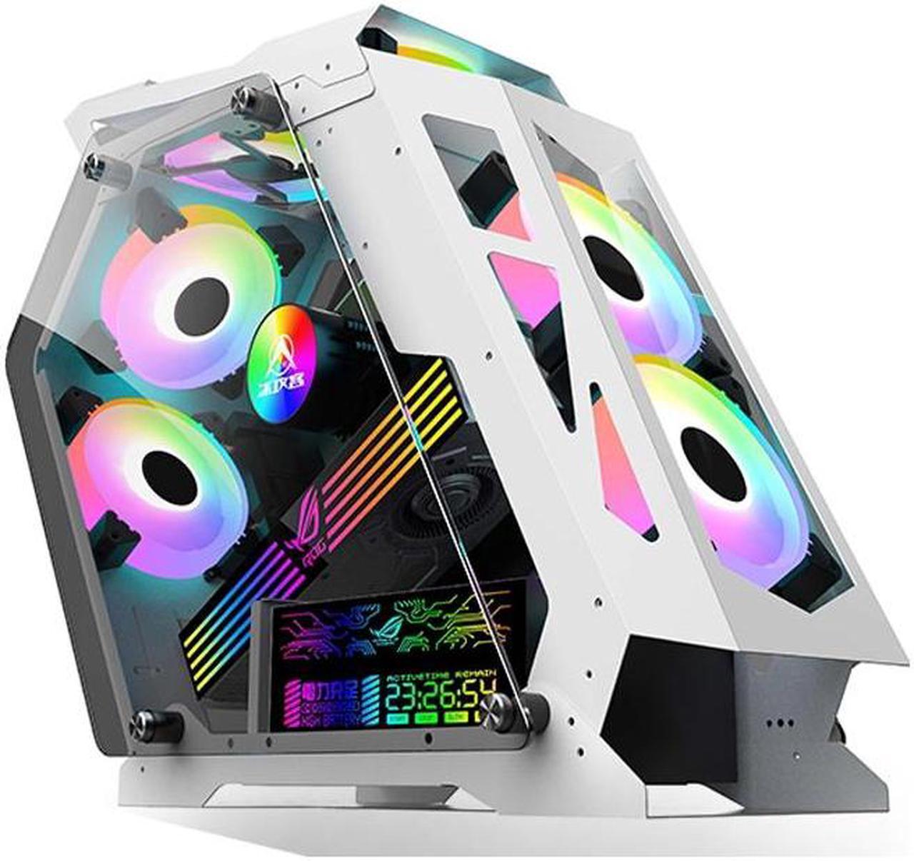 Main image of CORN Alien Irregular Opened(Not Dustproof) PC Case, Tempered Glass Gaming Desktop Computer Case, Micro ATX/Mini ITX, Support 240 Liquid Cooling and 120mm Fan*6(Not included), Unique Appearance White