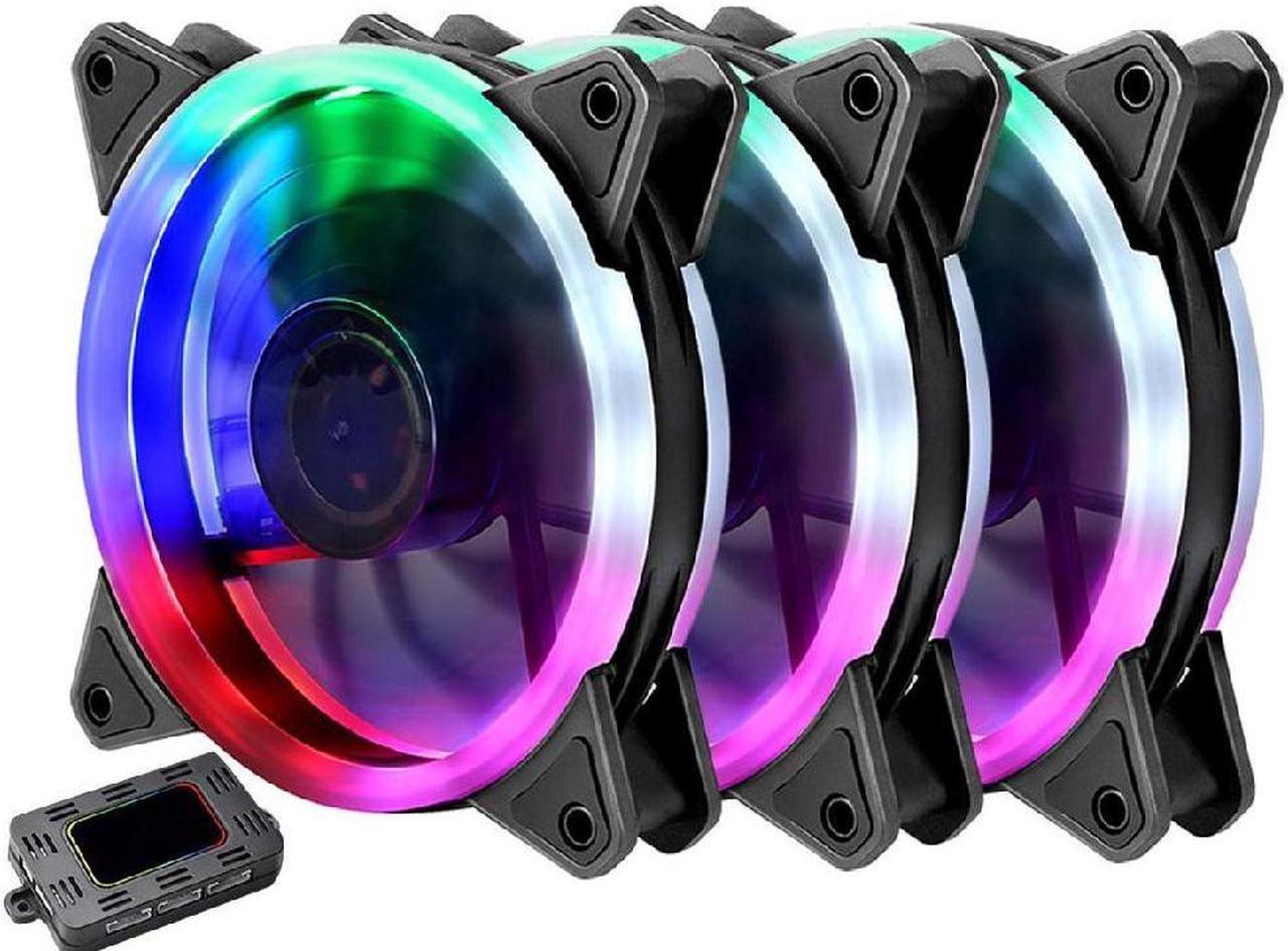 upHere RGB Series Case Fan RGB123-3, Wireless RGB LED 120mm Fan, Quiet Edition High Airflow Adjustable Color LED Case Fan PC Cases-3 Pack