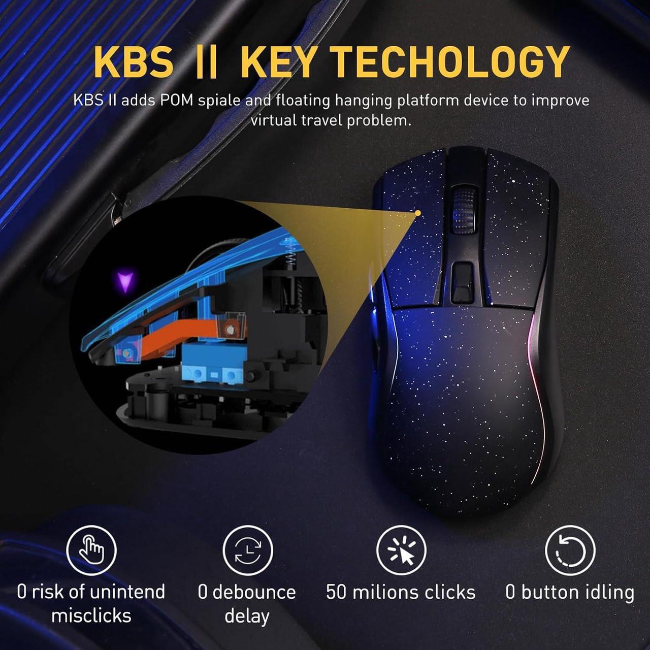 Alt view image 5 of 6 - CORN Wireless Gaming Mouse with RGB Charging Dock,High-Precision Sensor,Programmable Side Buttons and 120Hr Long-Lasting Battery,Up to 12K DPI,Great for PC Gaming Tablet Mac DAREU