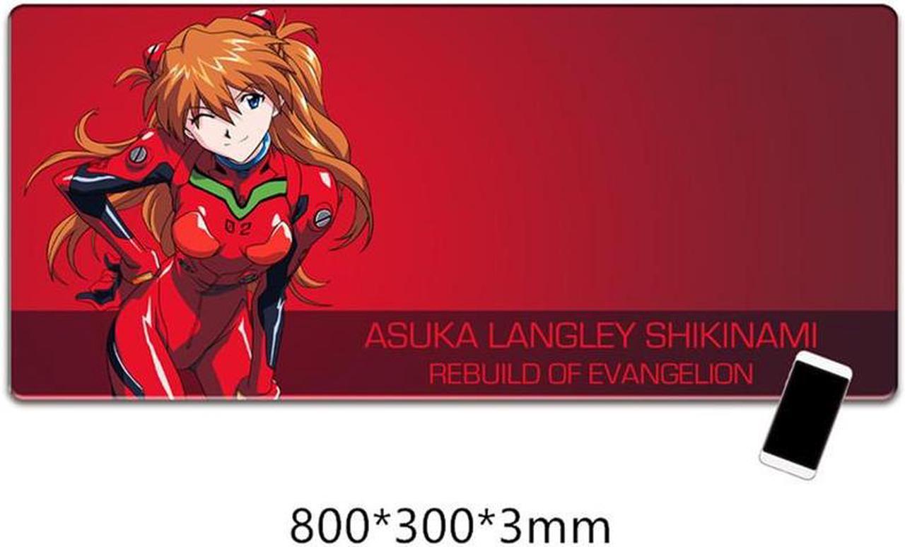 Corn Soryu Asuka Extended EVA Gaming Mouse pad Evangelion Mousepad Non-Slip Rubber Base 31.5" x 11.8" for ROG Scabbard