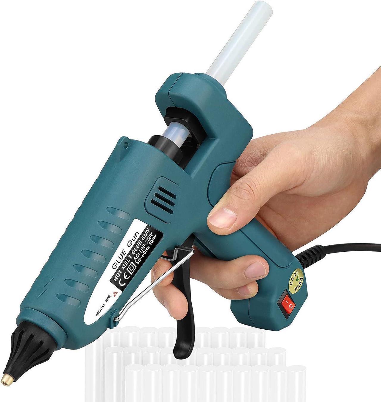 Hot Glue Gun, Hot Glue Gun Kit Includes 100 Watt Hot Glue Gun Full Size Supplied with 30 Hot Glue Sticks