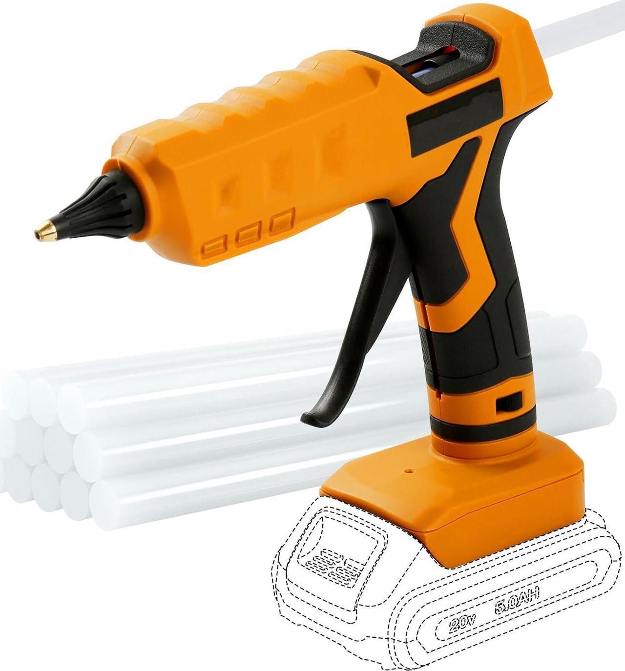 Cordless Hot Glue Gun 100W for dewalt 20V Battery Handheld Wireless Power Glue Gun Full Size with 12pcs Glue Sticks(0.43") for Art DIY Craft Home Repair School(Battery Not Included)