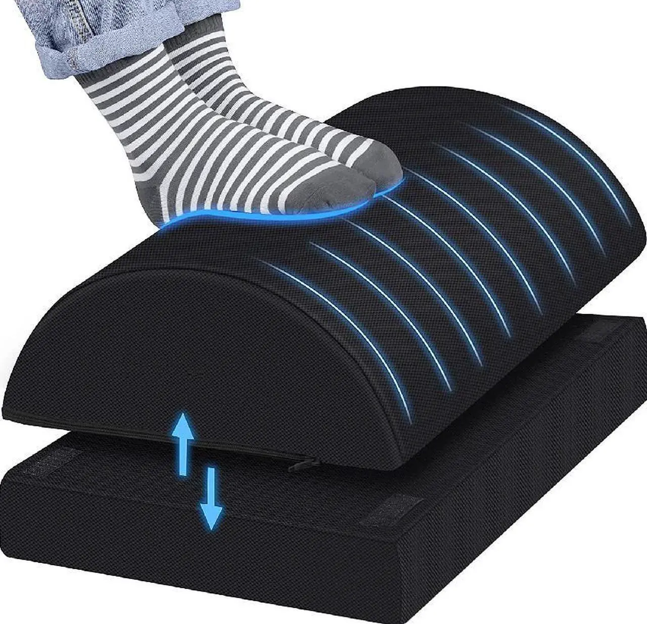 Main image of Foot Rest for Under Desk at Work-Versatile Foot Stool with Washable Cover-Comfortable Footrest with 2 Adjustable Heights for Car,Home and Office to Relieve Back,Lumbar,Knee Pain-Black