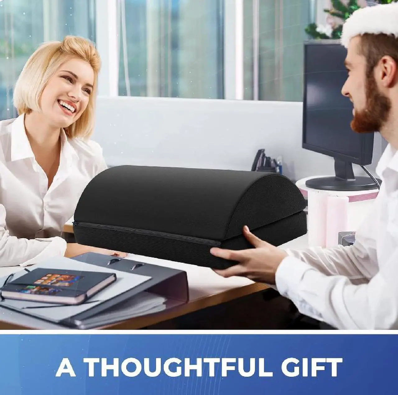 Alt view image 7 of 7 - Foot Rest for Under Desk at Work-Versatile Foot Stool with Washable Cover-Comfortable Footrest with 2 Adjustable Heights for Car,Home and Office to Relieve Back,Lumbar,Knee Pain-Black