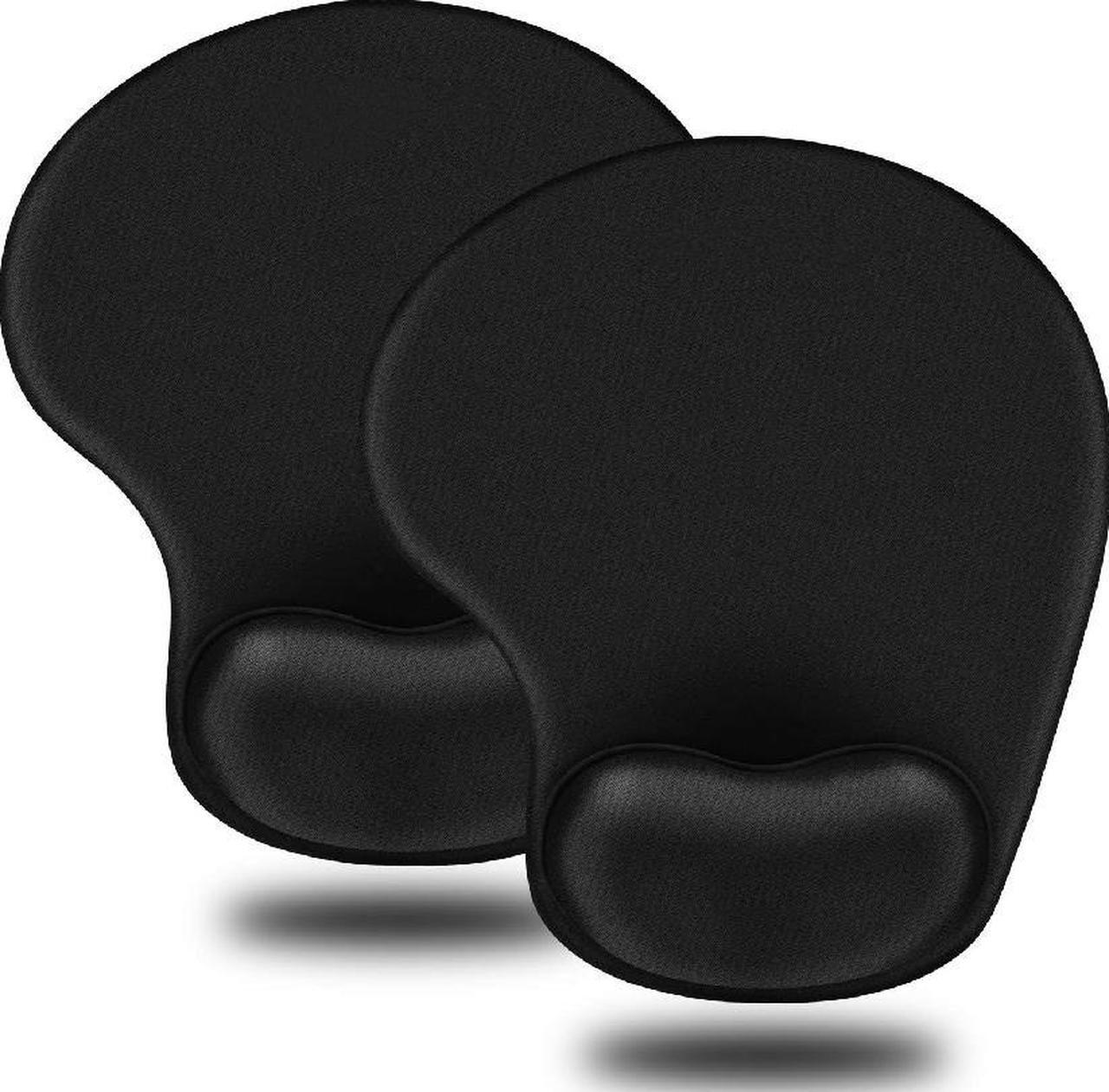 Main image of Mouse Pad, 2 Pack Ergonomic Mouse Pads with Comfortable Gel Wrist Rest Support and Lycra Cloth, Non-Slip PU Base for Easy Typing Pain Relief, Durable and Easy to Clean, Black