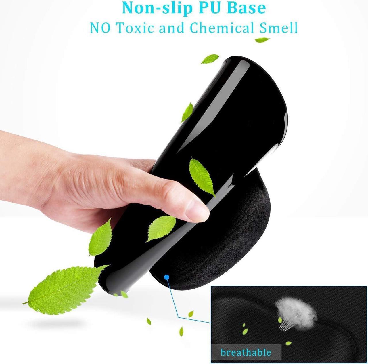 Alt view image 6 of 7 - Mouse Pad, 2 Pack Ergonomic Mouse Pads with Comfortable Gel Wrist Rest Support and Lycra Cloth, Non-Slip PU Base for Easy Typing Pain Relief, Durable and Easy to Clean, Black