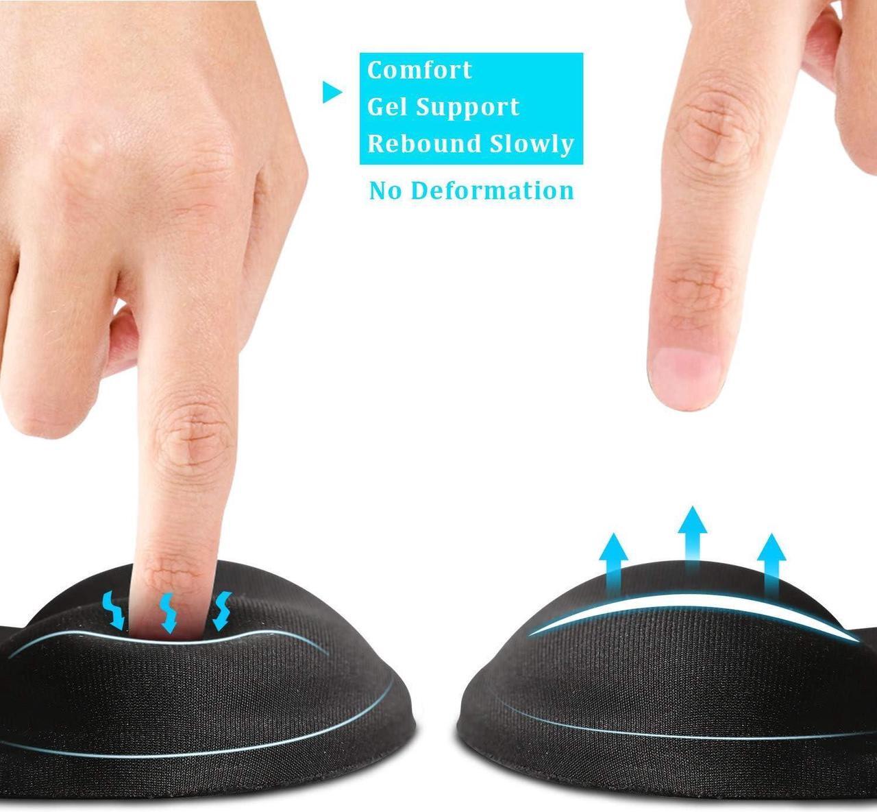 Alt view image 7 of 7 - Mouse Pad, 2 Pack Ergonomic Mouse Pads with Comfortable Gel Wrist Rest Support and Lycra Cloth, Non-Slip PU Base for Easy Typing Pain Relief, Durable and Easy to Clean, Black