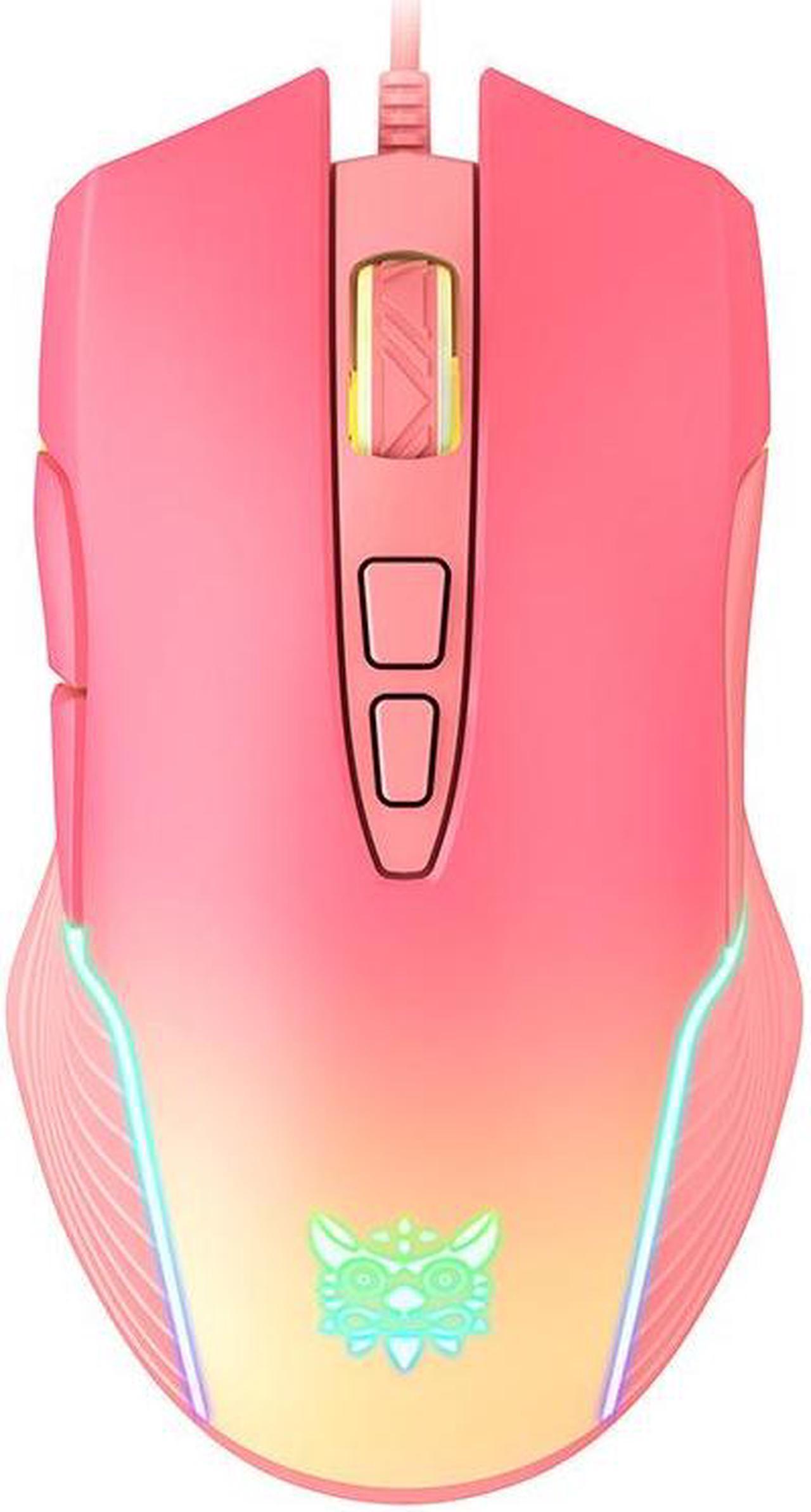 CORN Pink Graduated Color RGB Wired Gaming Mouse USB interface 7 Buttons Design 6-speed DPI LED for PC Gamer