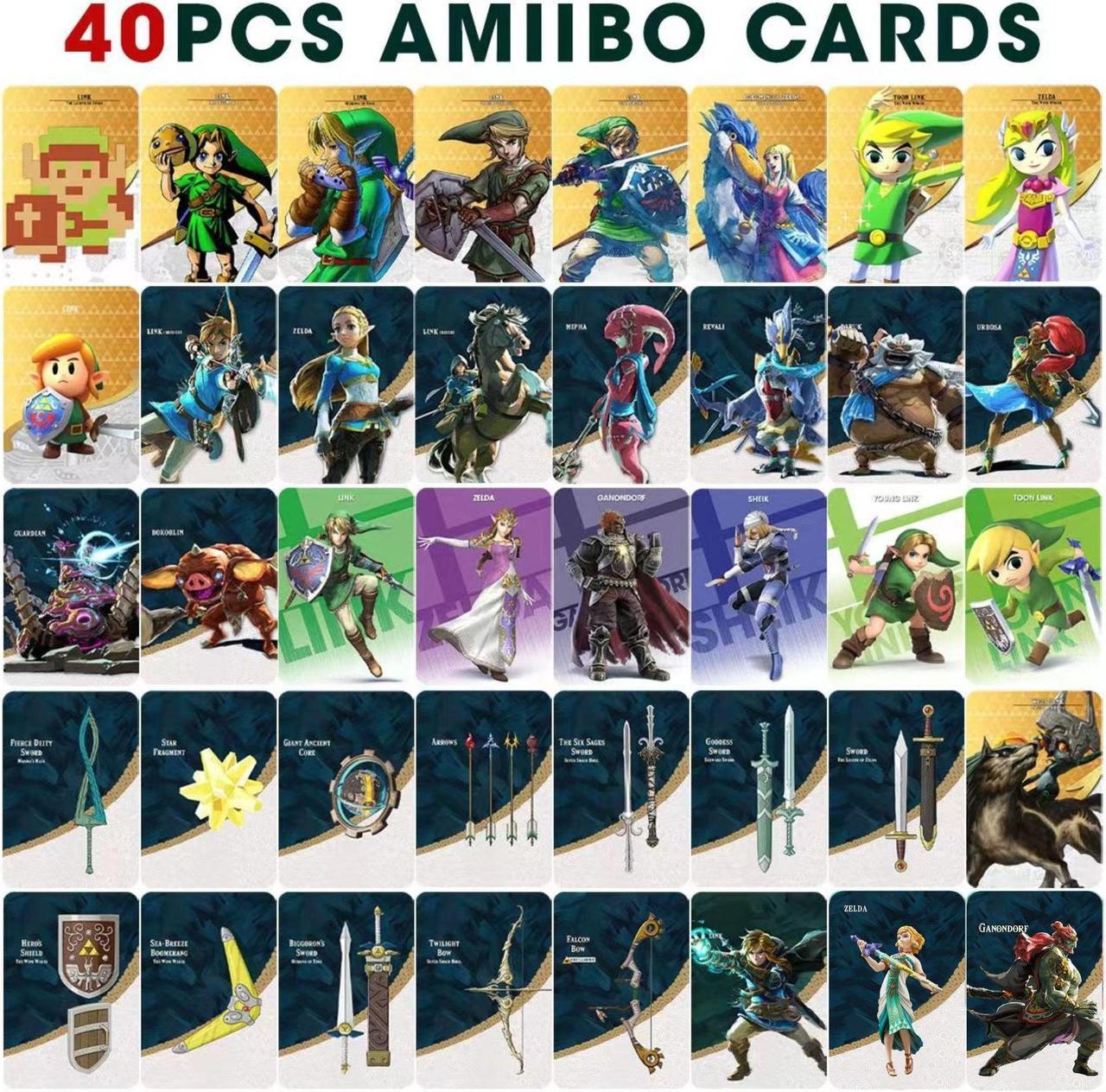 Include 3 New pcs of Tears of the Kingdom! 40PCS ZELDA AMIIBO MINI NFC TAG Cards BOTW SSB Wolf Link 20 Hearts Fierce Deity for NS Switch WII U, 4 Champion Card