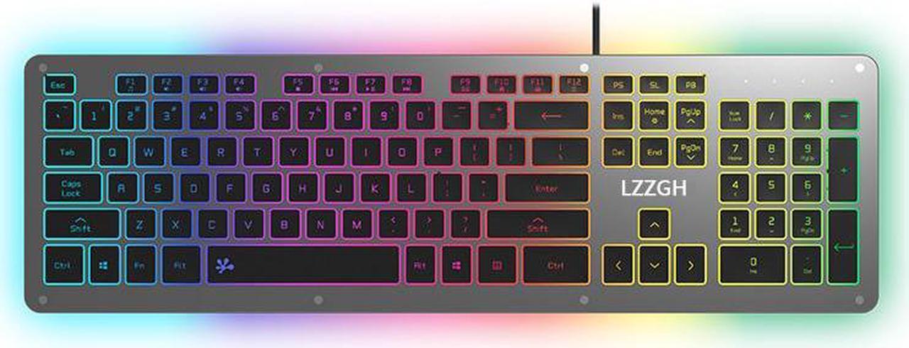 LZZGH GK5 Aluminum Alloy Silent Typing Keyboard for Office and Daily Use, RGB Backlit , Extra-slim Keyboard with Chiclet Keycaps