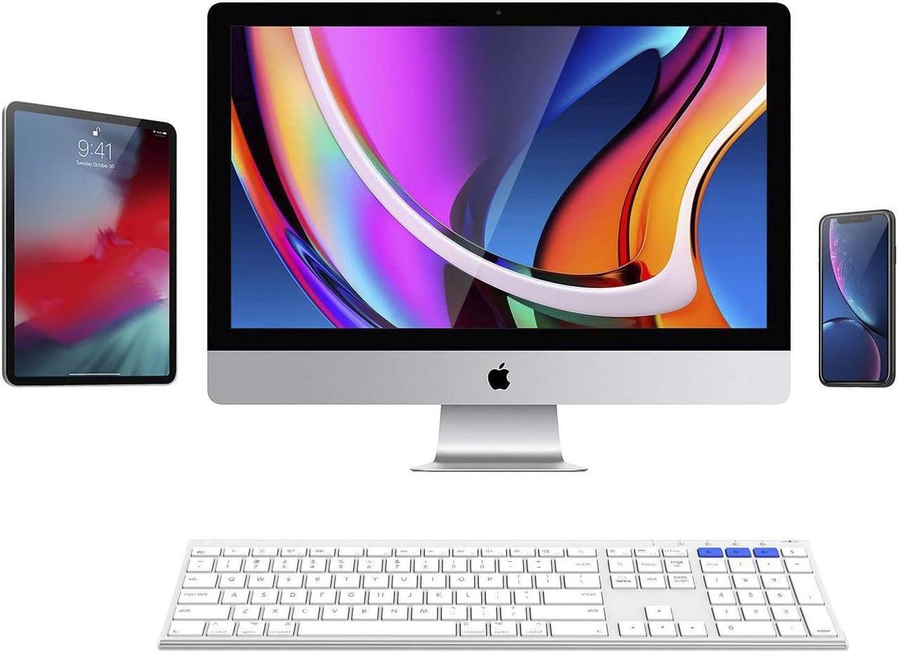 Alt view image 7 of 7 - Bluetooth Keyboard for Mac iPad Multi-Device Stainless Steel Full Size Wireless Keyboard Compatible with iPad, iMac, Mac Mini, MacBook, iPhone, Mac OS, iOS, Built-in Rechargeable Battery