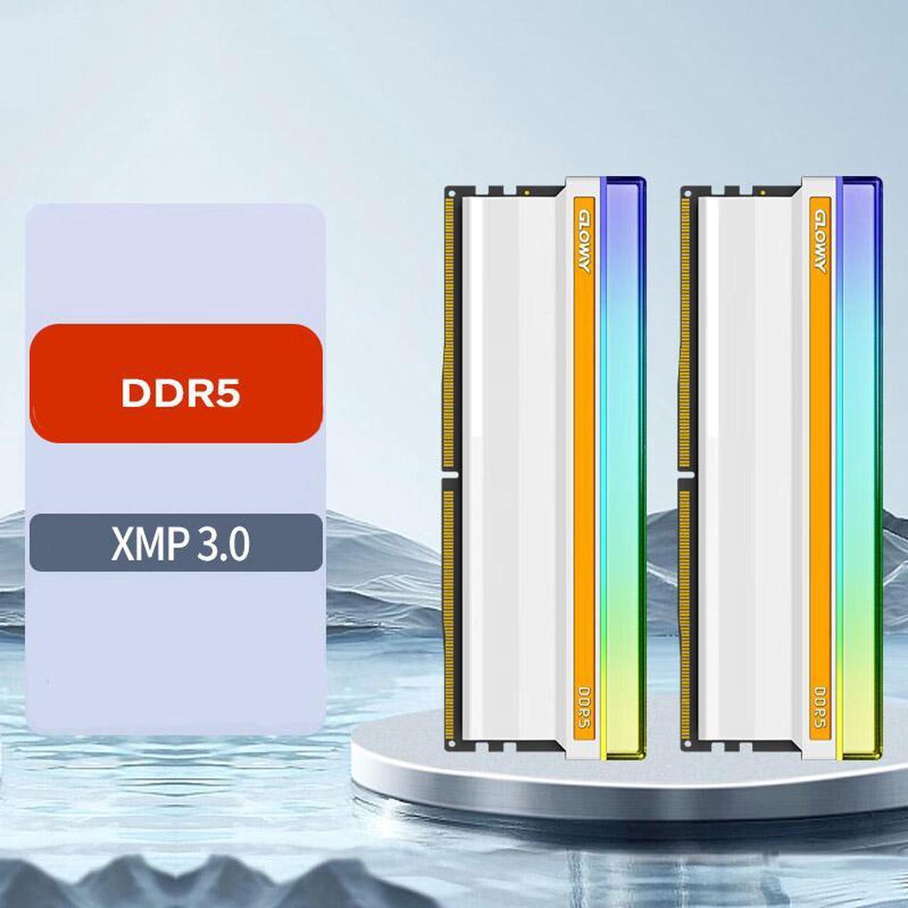 White RAM 288-Pin DDR5 SK Hynix PMIC On-ECC EXPO/XMP3.0 Desktop Compter Memory CL 32-38-38-90 32GB (2 x 16GB) DDR5 6400 (PC5 51200) RGB