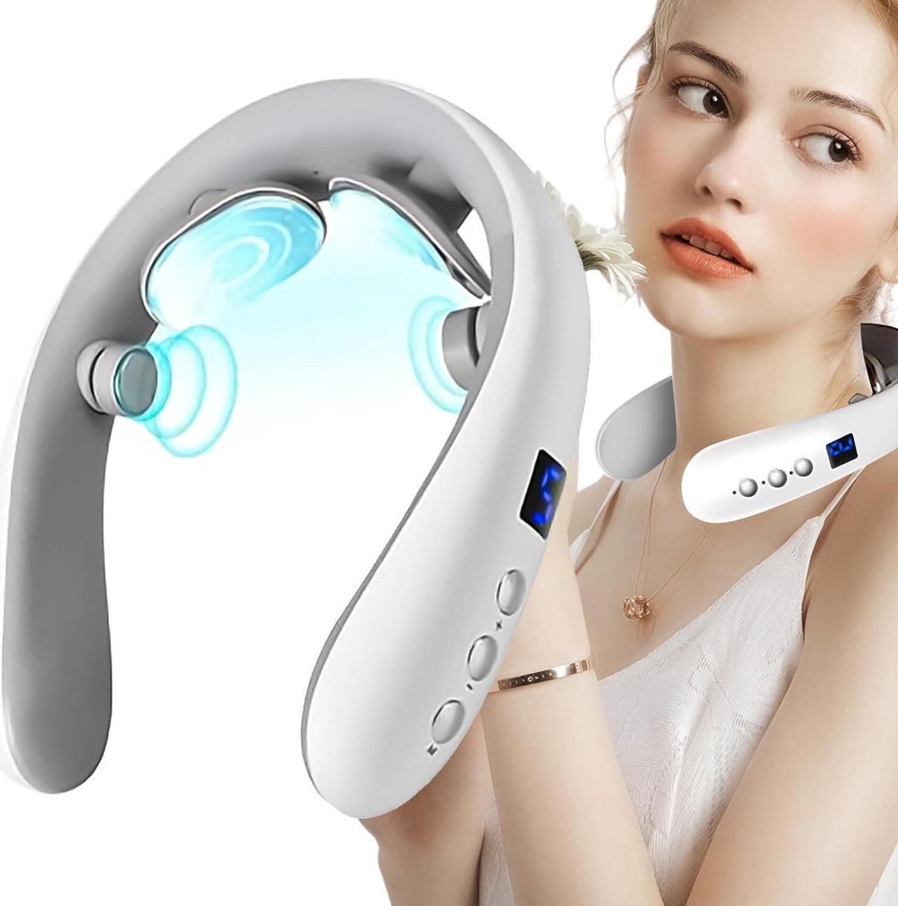 Neckology Intelligent Neck Massager with Heat, Electric Pulse Neck Massager for Pain Relief, Wireless Neck Massager for Women