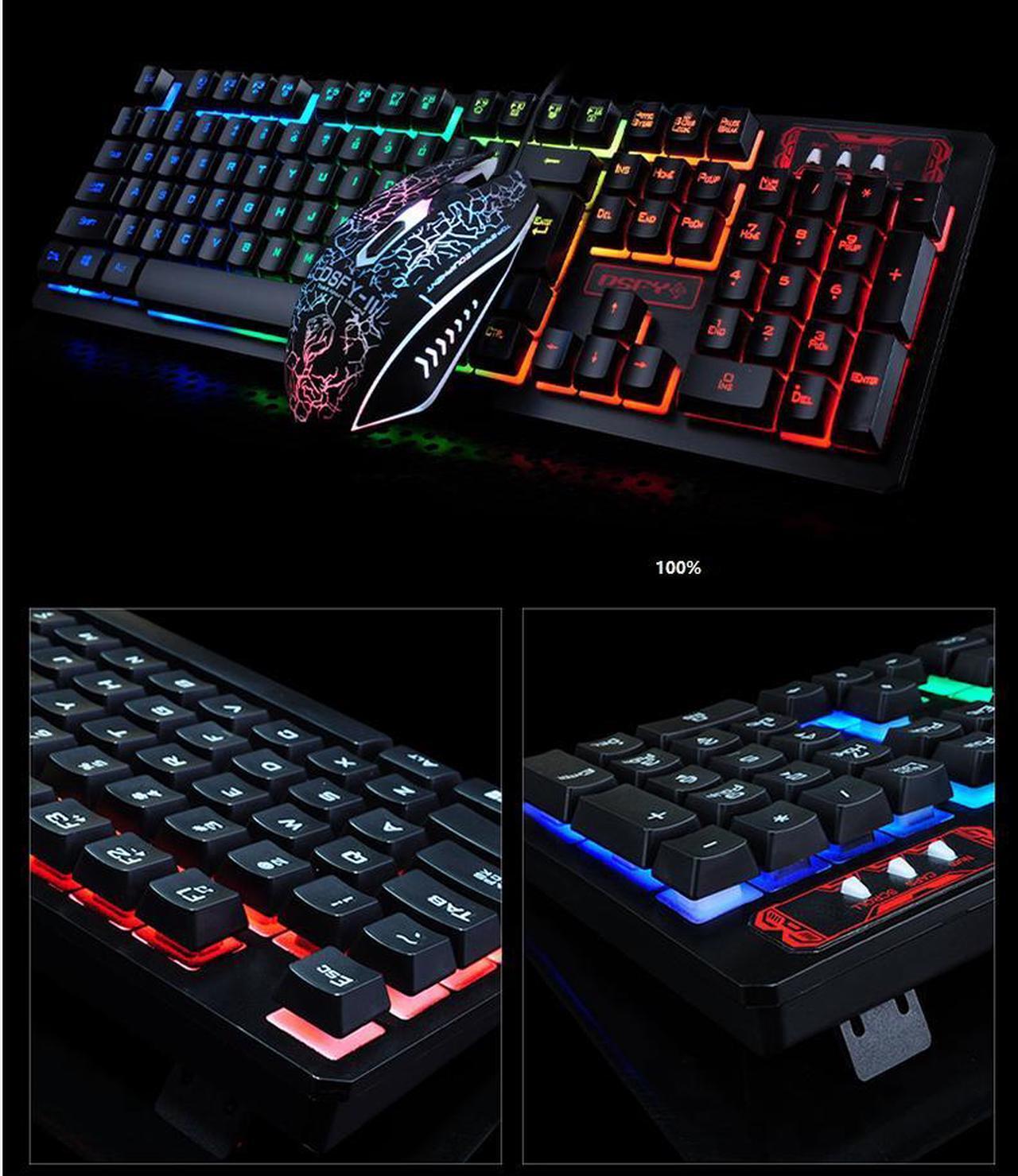 Main image of CORN K-13 19 Non-conflicting Keys, Ergonomic Design, Cool Exterior Mechanical Feeling Waterproof USB Wired Keyboard And 2400 DPI Mouse Combo, multicolor  Backlit in Key Slot and Keycaps - Classic Blac