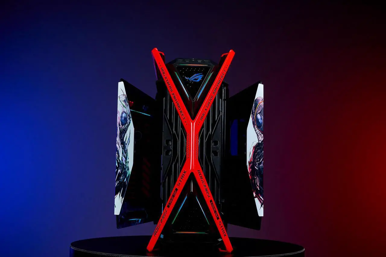 Alt view image 5 of 7 - GR701 E-ATX computer case, 420 mm dual radiator support, four 140 mm fans, metal GPU holder, component storage, ARGB fan hub, 60W fast charging Kamen Rider