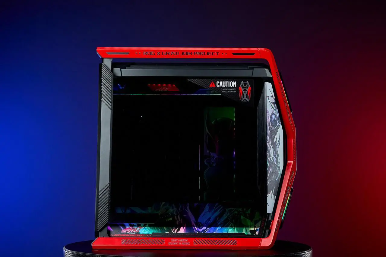Alt view image 4 of 7 - GR701 E-ATX computer case, 420 mm dual radiator support, four 140 mm fans, metal GPU holder, component storage, ARGB fan hub, 60W fast charging Kamen Rider