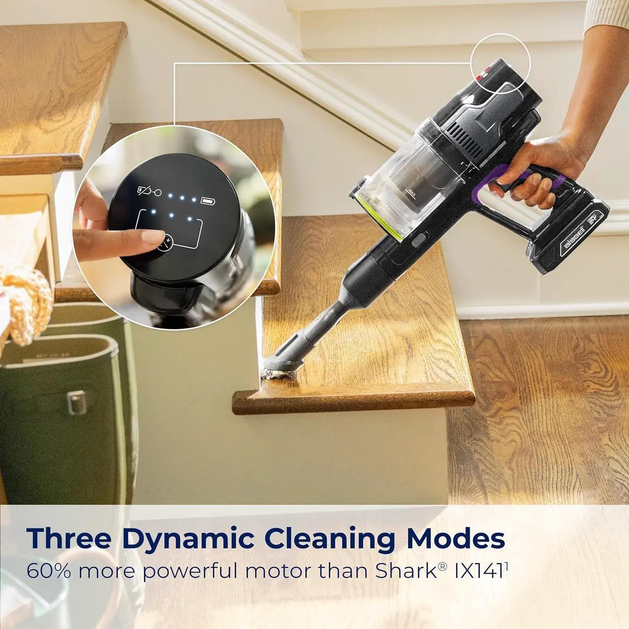 Alt view image 3 of 7 - BISSELL CleanView XR Pet 300w Lightweight Cordless Vacuum w/ Removable Battery, 40-min runtime, Deep-Cleaning Furbrush & Tangle-Free Brush Roll, LED lights, XL Tank, Dusting & Crevice Tool, Wall Mount