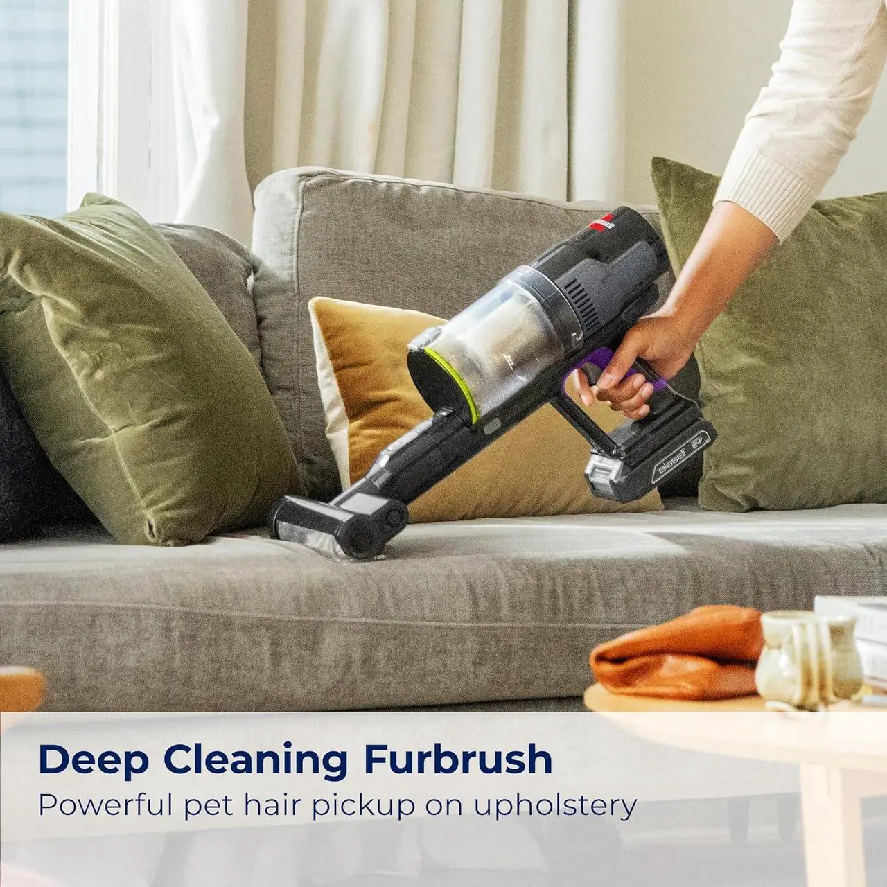 Alt view image 4 of 7 - BISSELL CleanView XR Pet 300w Lightweight Cordless Vacuum w/ Removable Battery, 40-min runtime, Deep-Cleaning Furbrush & Tangle-Free Brush Roll, LED lights, XL Tank, Dusting & Crevice Tool, Wall Mount