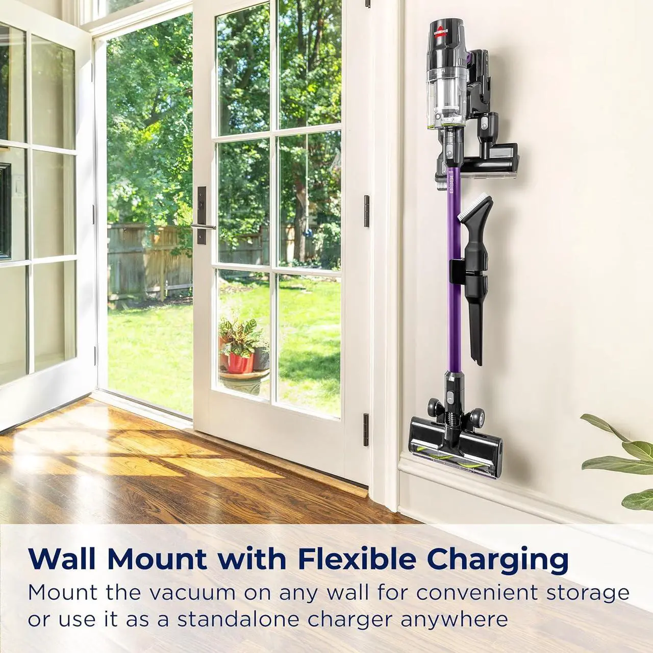 Alt view image 7 of 7 - BISSELL CleanView XR Pet 300w Lightweight Cordless Vacuum w/ Removable Battery, 40-min runtime, Deep-Cleaning Furbrush & Tangle-Free Brush Roll, LED lights, XL Tank, Dusting & Crevice Tool, Wall Mount