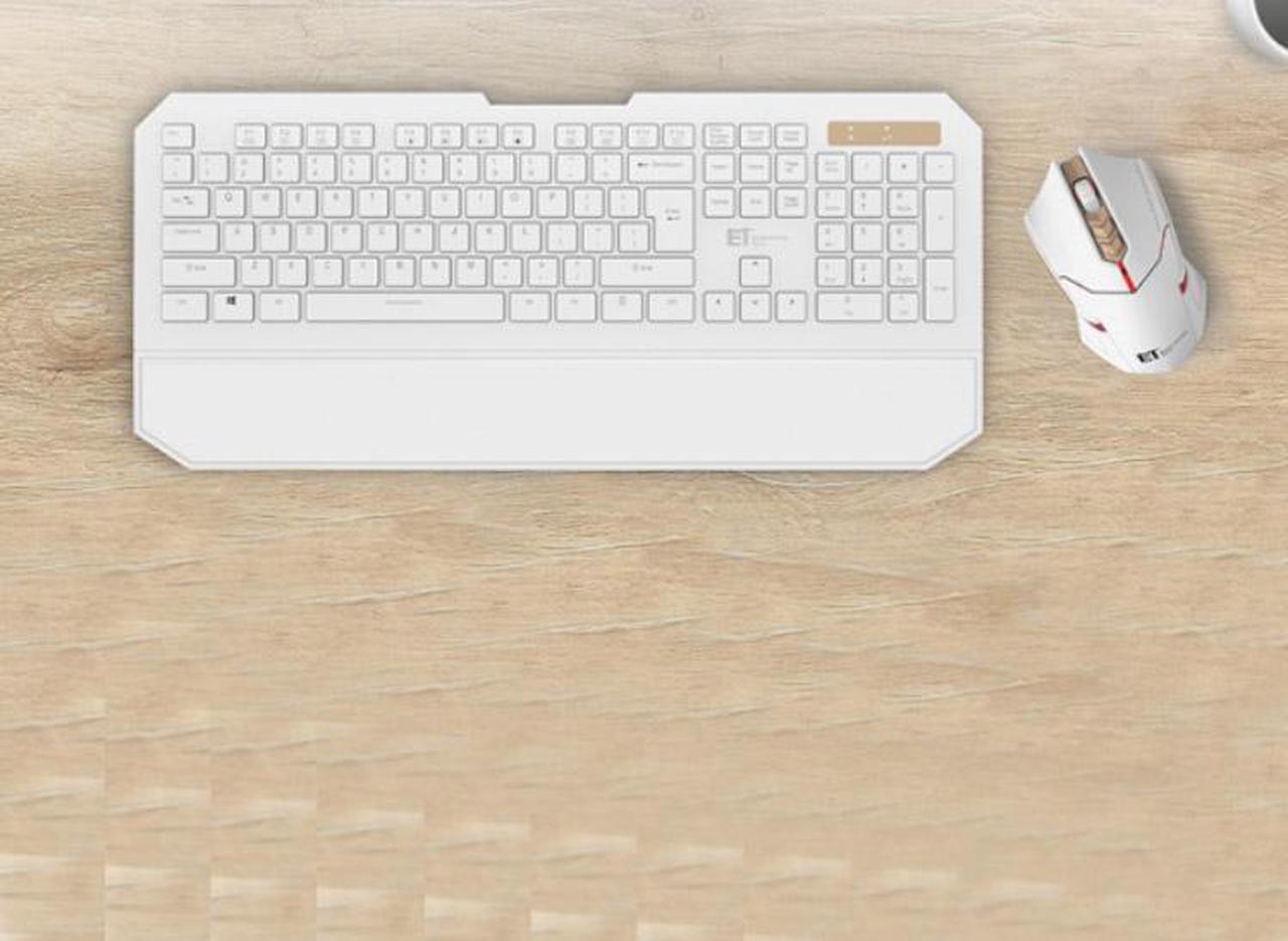 Main image of CORN White and Gold High-End Keyboard & Mouse with Top Professional Gaming Chips, 2.4GHZ Wireless Technology, Multimedia, and Cool Glare Mode