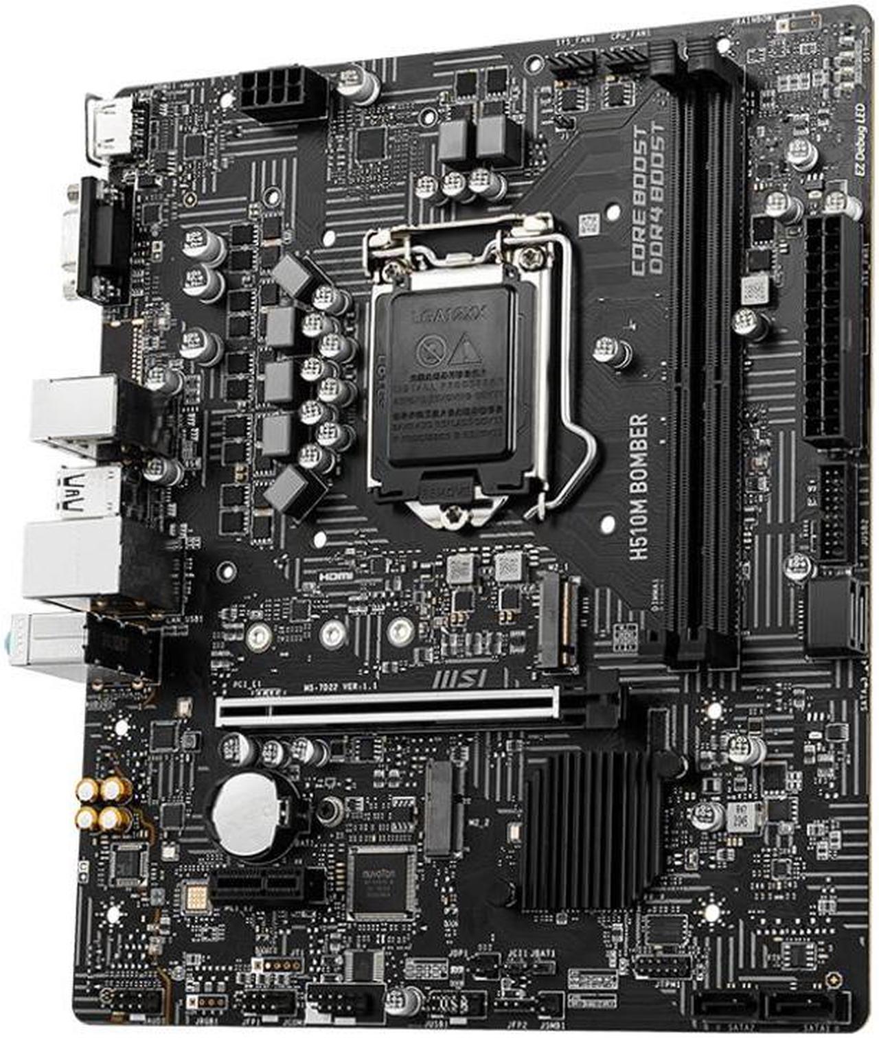 MSI H510M BOMBER LGA1200 DDR4 PCIe 4.0 Motherboard, Support 10/11th Intel  Core  / Pentium Gold / Celeron  Processor