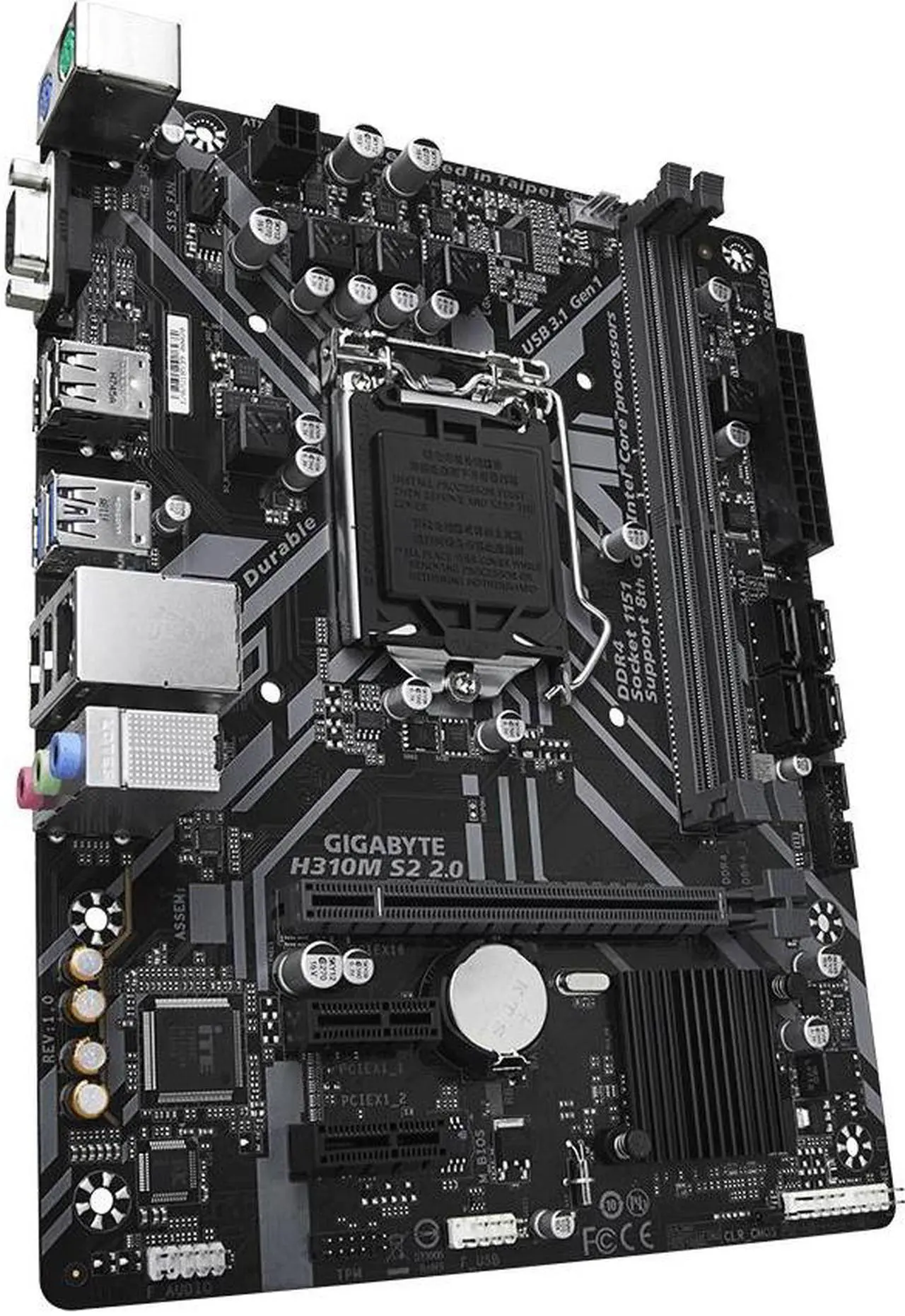Alt view image 2 of 4 - Gigabyte GA H310M S2 2.0 (rev. 1.0) Intel H310 DDR4 USB3.1 Micro-ATX 32G Double Channel Support 8 9 gen 1151 CPU Motherboard