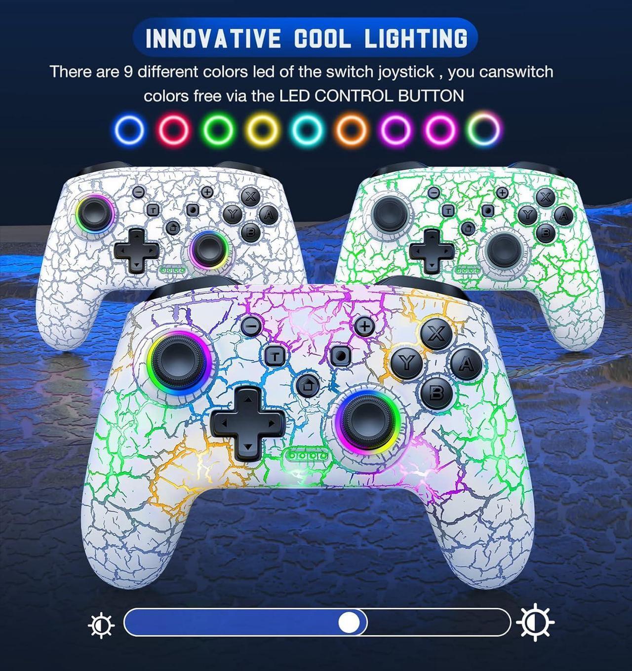 Alt view image 4 of 7 - Switch Controller, Gammeefy Wireless Switch Pro Controller for Nintendo Switch/Lite/OLED, 9 Color Adjustable LED Switch Remote Compatible with Windows PC/Android/IOS/Xbox 360 with Programmable (White)