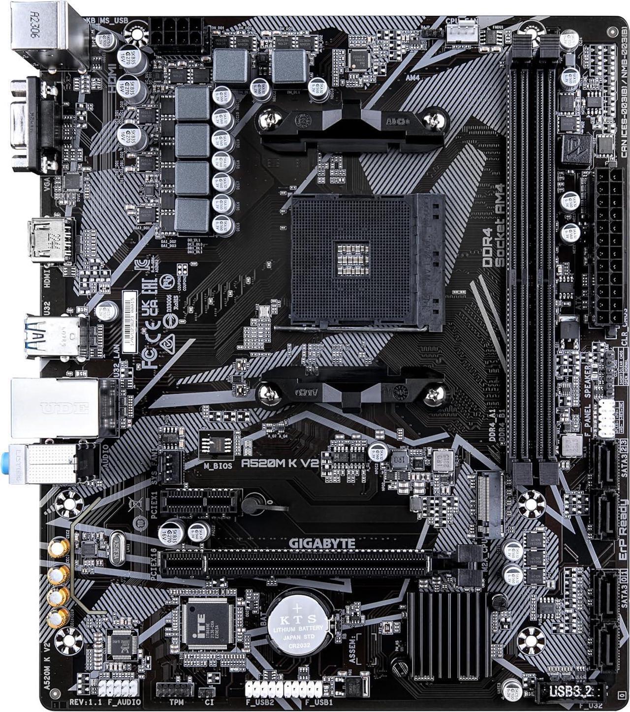 Alt view image 2 of 4 - AM4 Gigabyte A520M K V2 mATX D4