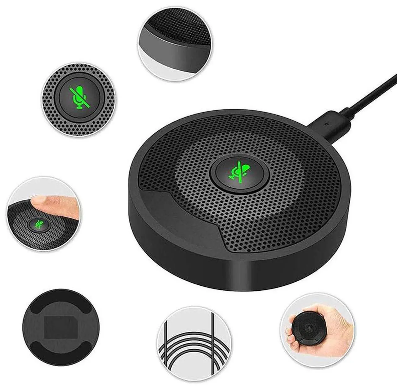 Alt view image 2 of 6 - CORN USB Conference Microphone, 360° Omnidirectional PC Computer Condenser Mic with Mute Button for Online Meeting/Class, Zoom Call, Skype Chatting, Plug & Play