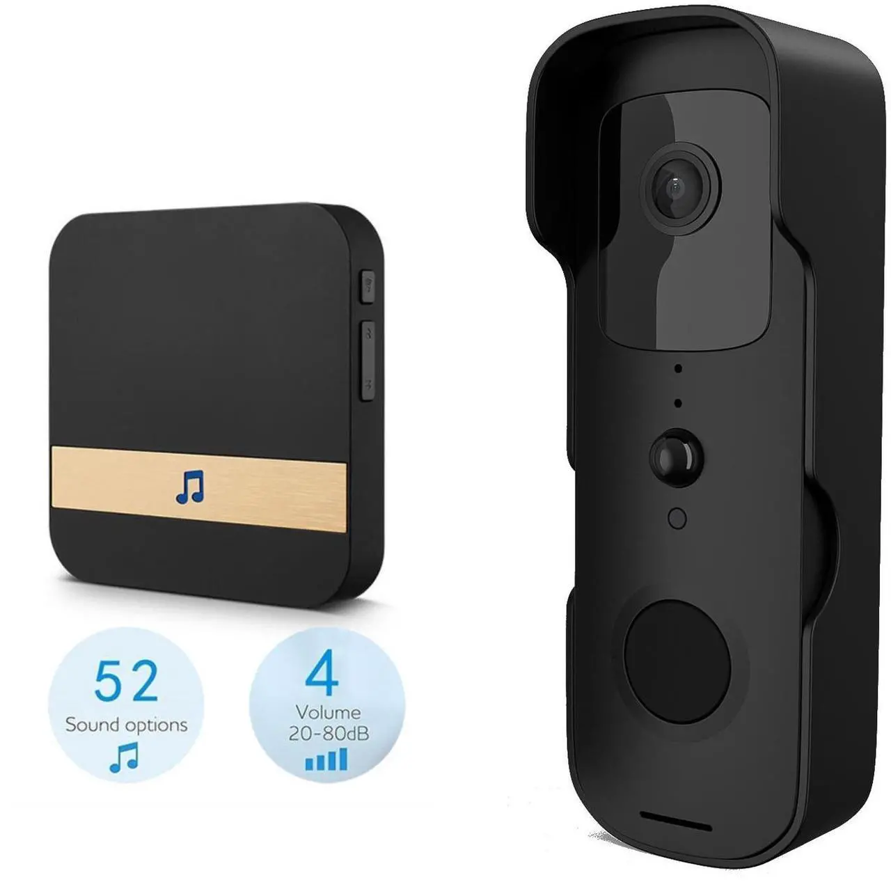 Main image of Wi-Fi Smart Doorbell Camera, ETSROW Wireless Video Doorbell Camera with Chime, 1080P HD, Human Detection, Night Vision, 2-Way Audio, IP65 Weatherproof, Local & Cloud Storage(Optional)
