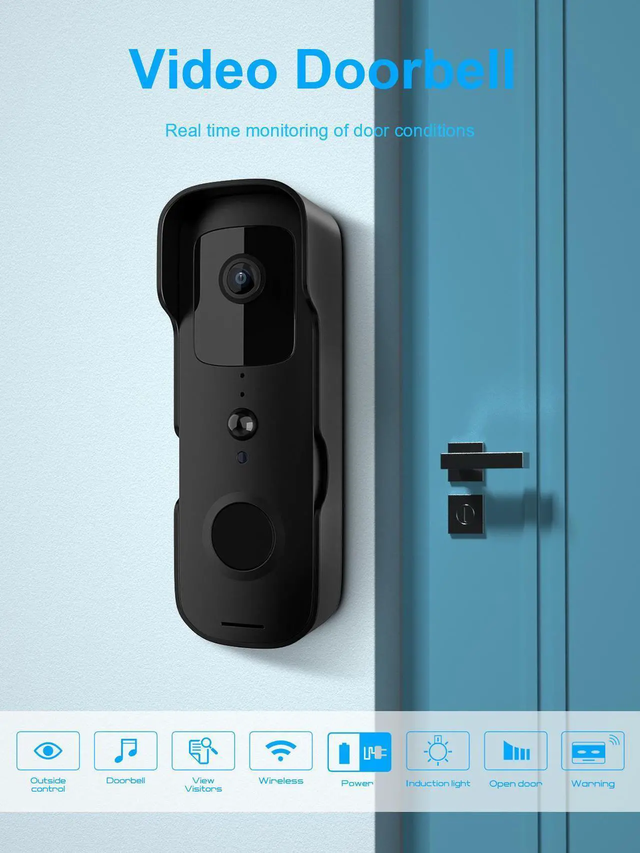 Alt view image 2 of 7 - Wi-Fi Smart Doorbell Camera, ETSROW Wireless Video Doorbell Camera with Chime, 1080P HD, Human Detection, Night Vision, 2-Way Audio, IP65 Weatherproof, Local & Cloud Storage(Optional)