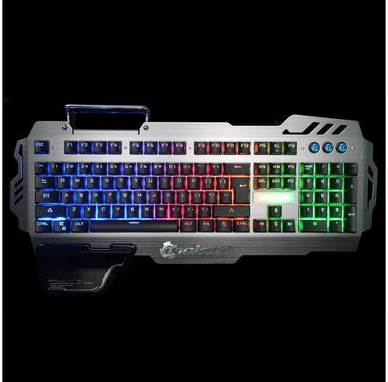 Alt view image 2 of 7 - Professional Gaming Keyboard 8 LED Backlit Modes with Phone Holder Mechanical Feeling 104 Keys Waterproof for PC Laptop