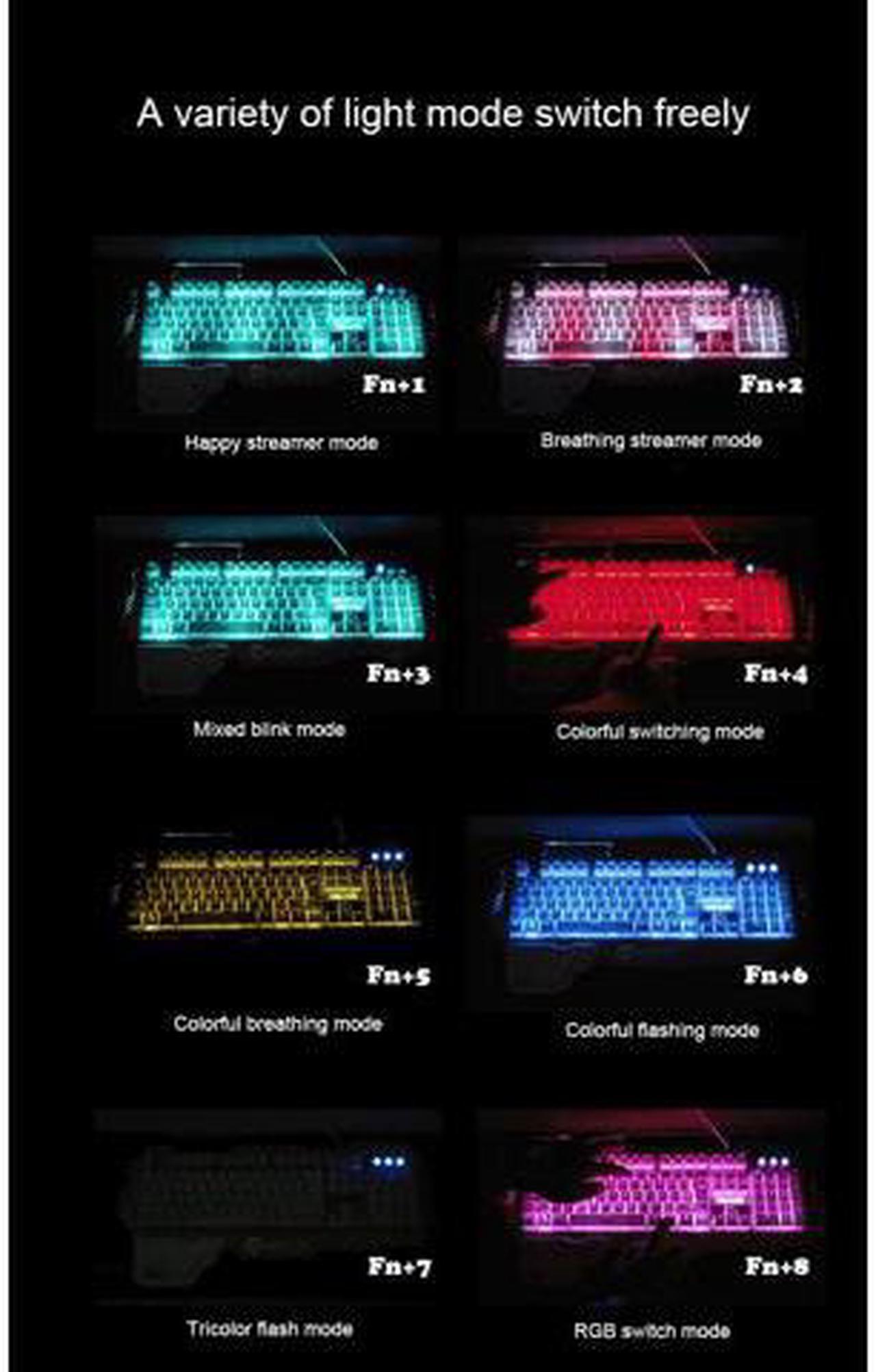 Alt view image 6 of 7 - Professional Gaming Keyboard 8 LED Backlit Modes with Phone Holder Mechanical Feeling 104 Keys Waterproof for PC Laptop