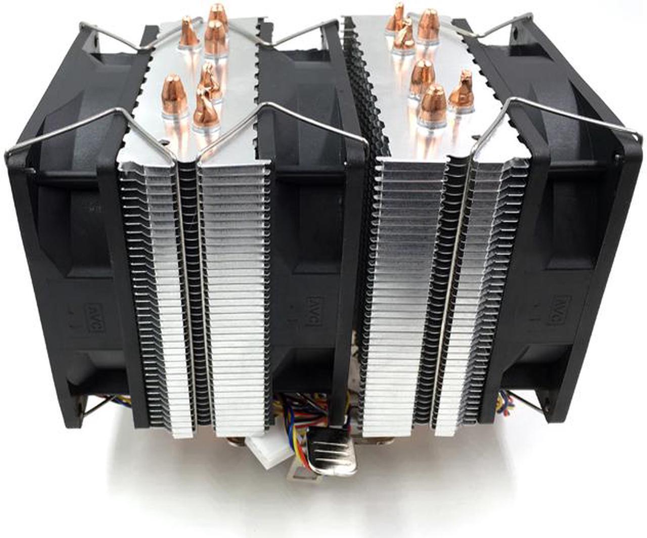 Alt view image 2 of 4 - AVC CPU Cooler Heatsink with 6 Copper Heatpipes Triple 90mm PMW Fans