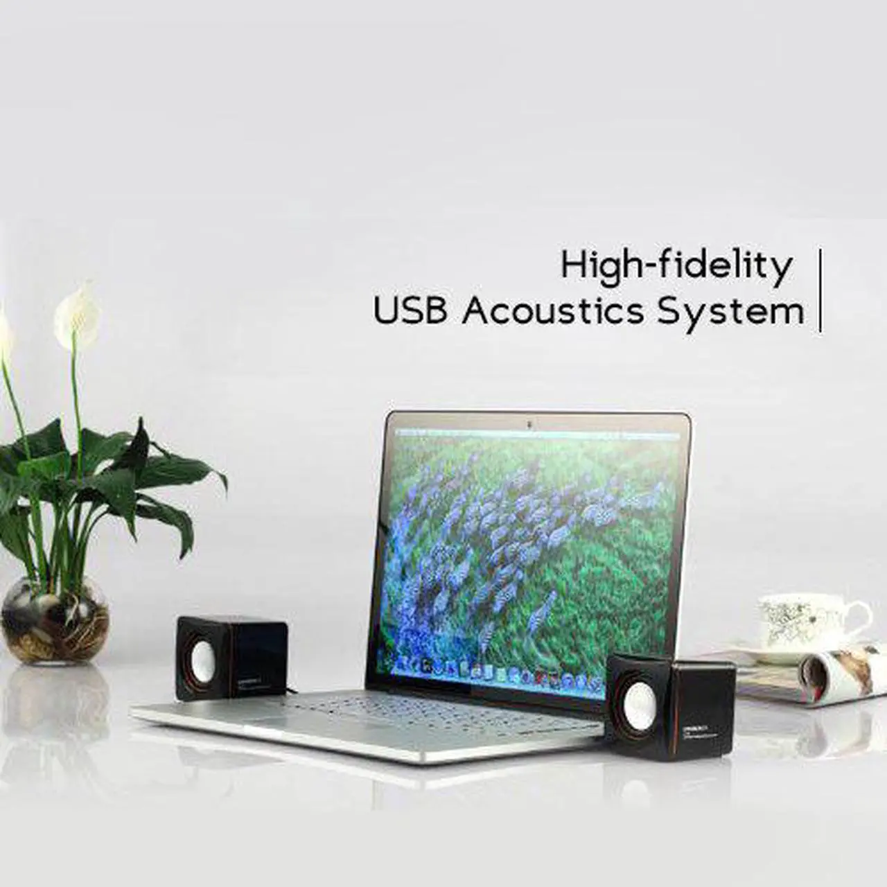 Alt view image 5 of 5 - Corn Electronics 101C High-fidelity USB Acoustics System Cube Speakers Powered by USB for Laptops and Desktops