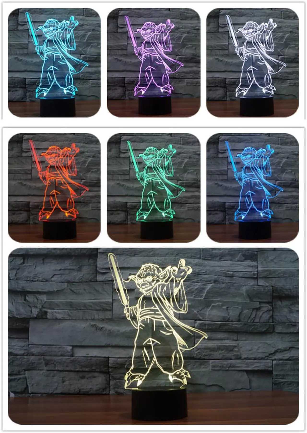 Alt view image 7 of 7 - CORN 3D Illusion LED Desk Table Night Light Lamp USB Powered 7 Color Kids Children Family Holiday Gift Home Childrenroom Theme Decoration - Star Trek/Star Wars