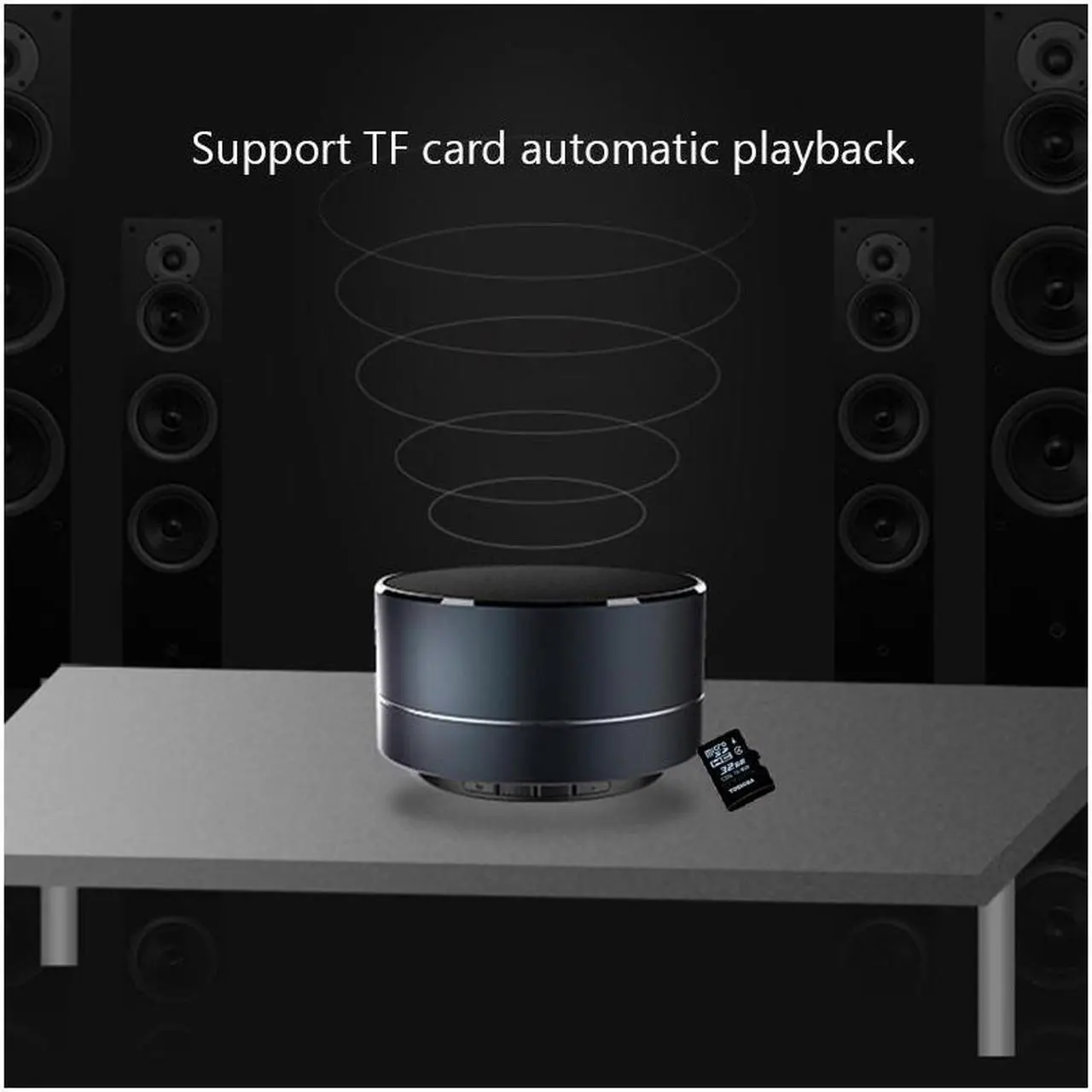 Alt view image 3 of 5 - CORN Bluetooth Speaker Portable Wireless Mini Round Box Loudspeaker Metal Steel Stereo HIFI, Handsfree Call, TF Card, Enhanced Bass Resonator, For Iphone Ipad Android Smartphone