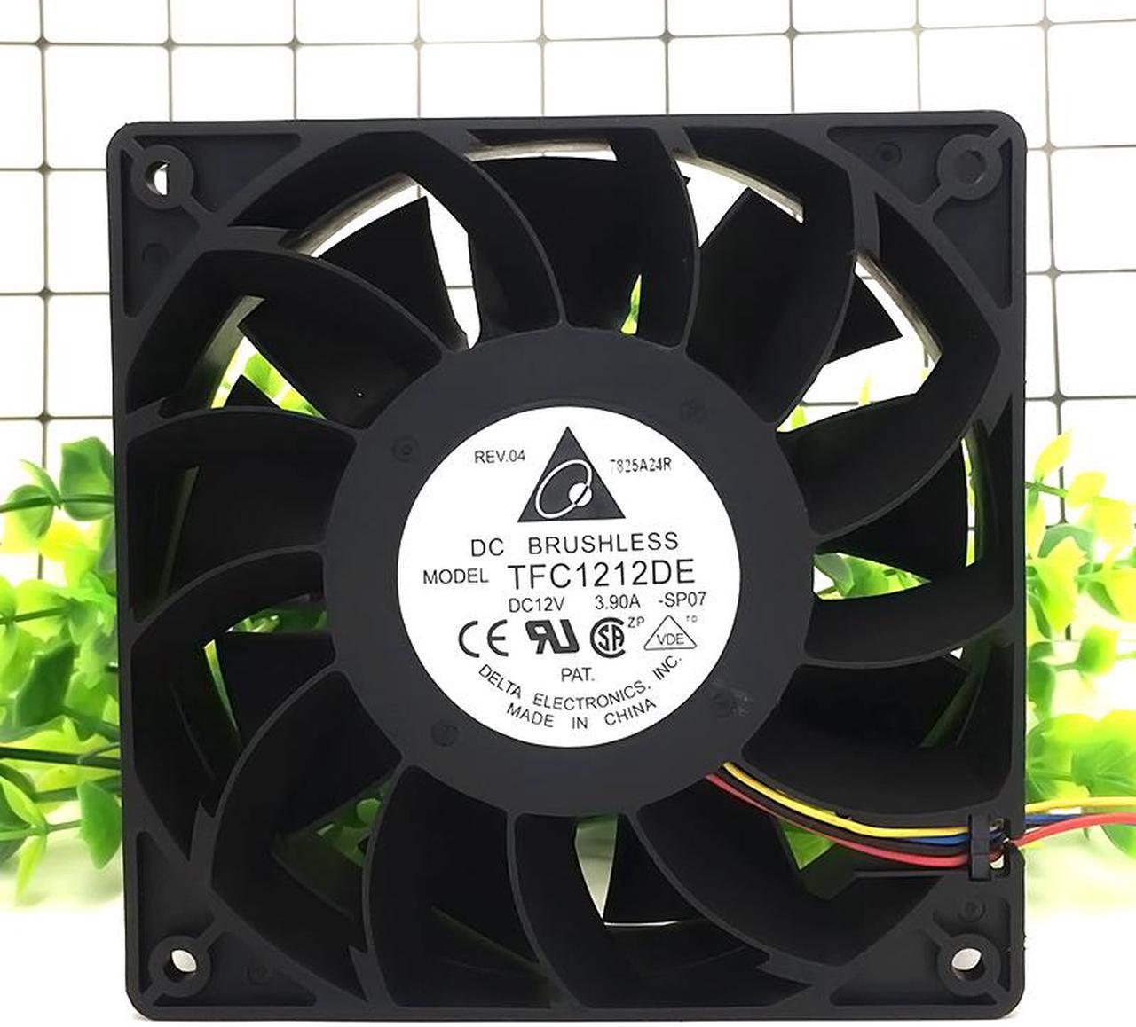 Original Delta TFC1212DE 120mm 12cm PWM 252CFM 12038 DC 12V 3.9A daul ball super air automobile pressurization serve cooling fan - Ethereum Mining ETH