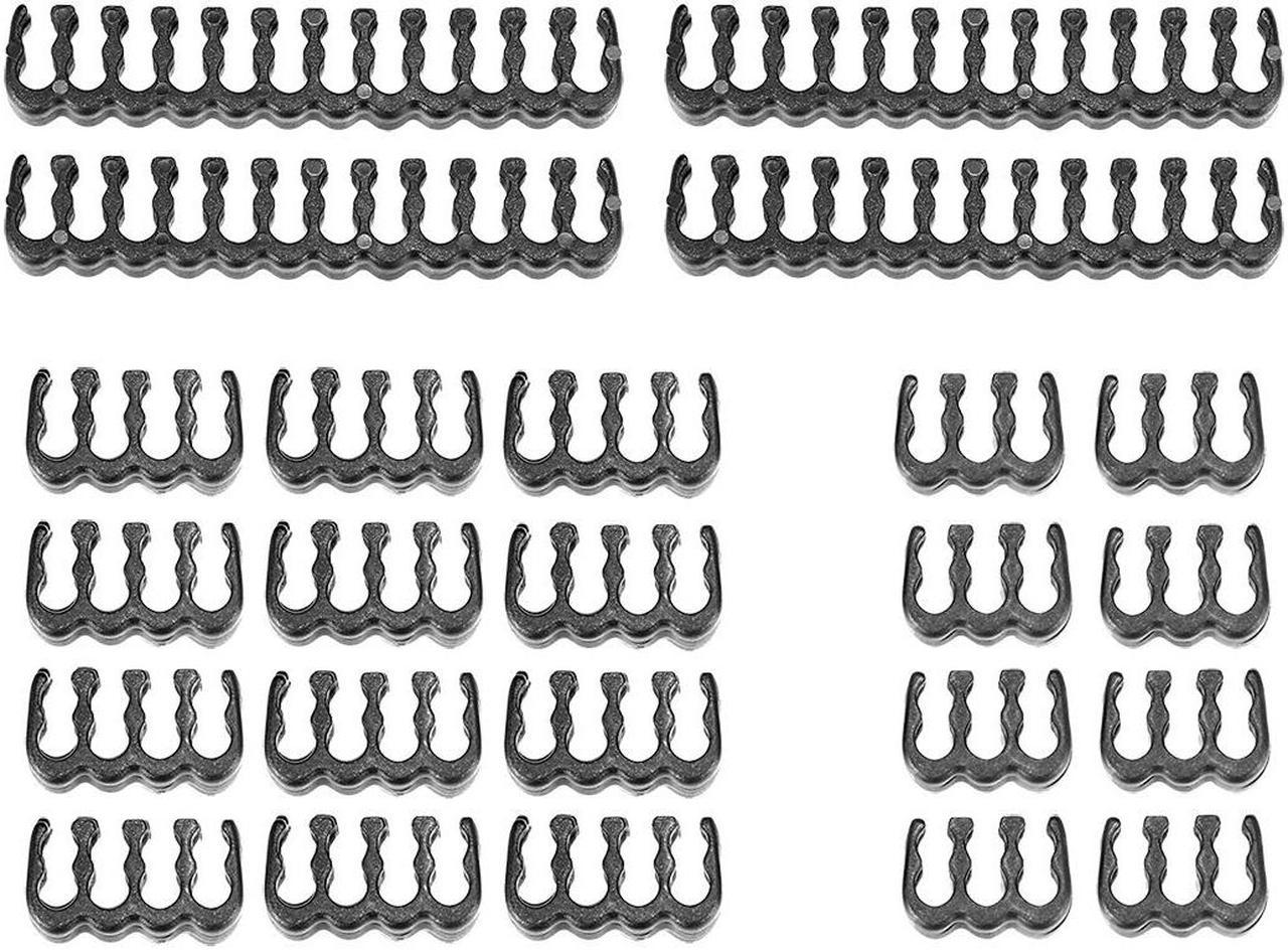 24 Pieces Set = 24-pin x 4, 8-pin x 12, 6-pin x 8 Cable Comb for 3 mm Cable Gesleeved Up To 3.4 mm/0.13inch) black