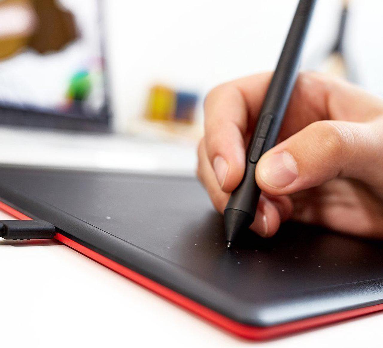 Alt view image 5 of 7 - WACOM One By CTL-472/K0-CX Small 6-inch x 3.5-inch Graphic Tablet Pen Pressure Levels 2048 (Red and Black)