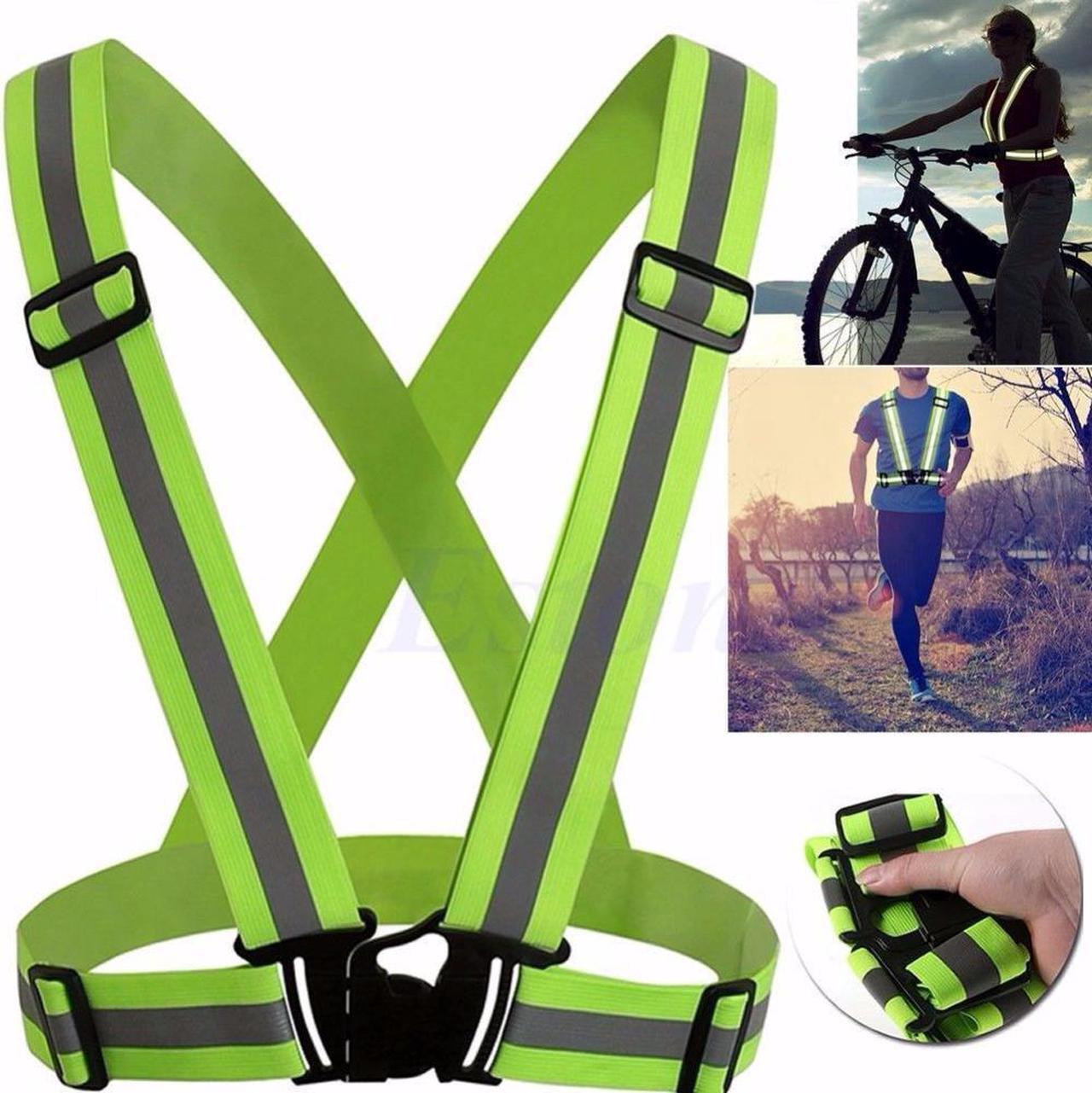 Alt view image 5 of 5 - CORN Adjustable Safety Security High Visibility Reflective Vest Gear Stripes Jacket Night Running