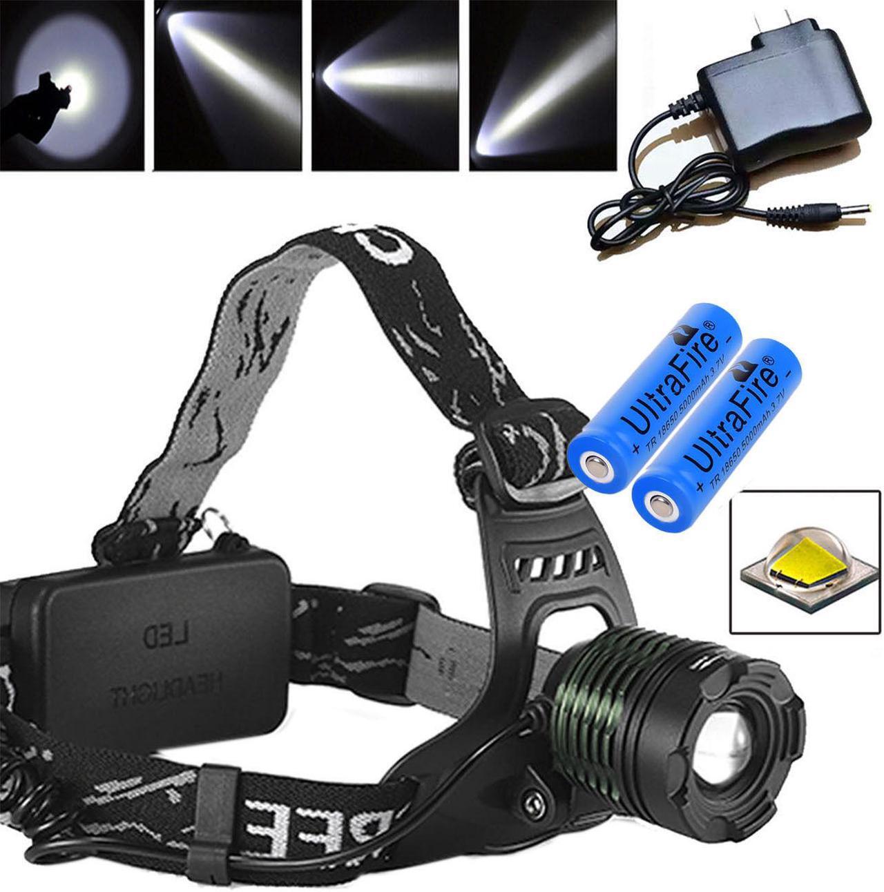 Alt view image 3 of 7 - 10000LM UltraFire Tactical Headlamp T6 LED Head Light +18650 Battery +US Charger