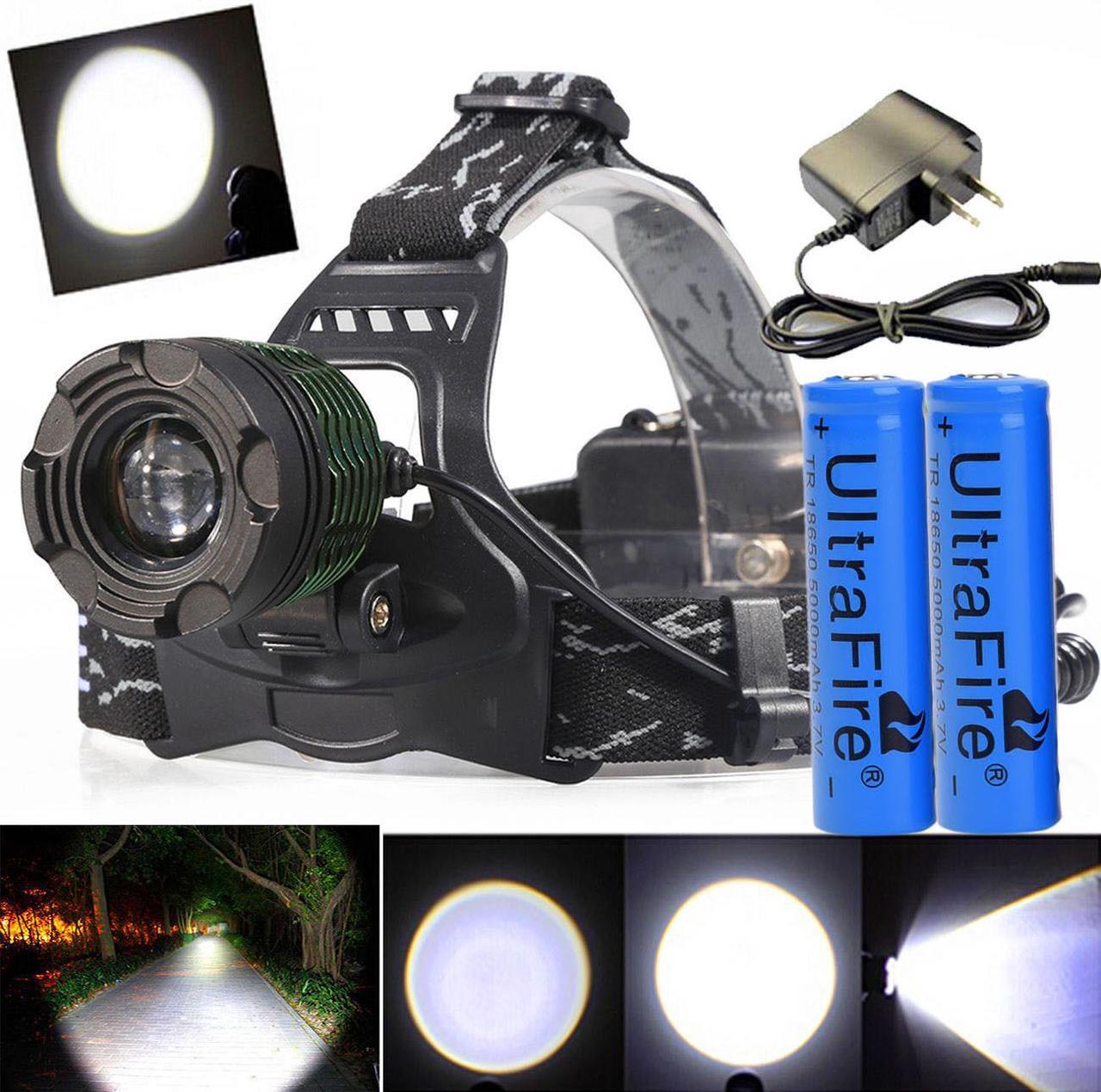 Alt view image 2 of 7 - 10000LM UltraFire Tactical Headlamp T6 LED Head Light +18650 Battery +US Charger