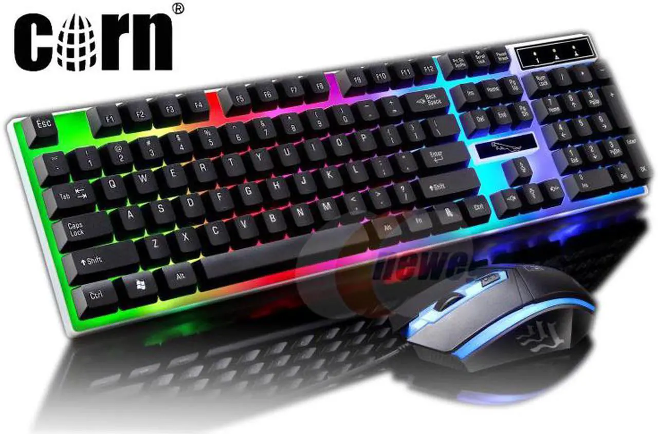 Main image of CORN New Mechanical Feeling Multicolor Backlit Wired Gaming Keyboard And 1600 DPI Mouse Combo Keyboard and Mouse Set