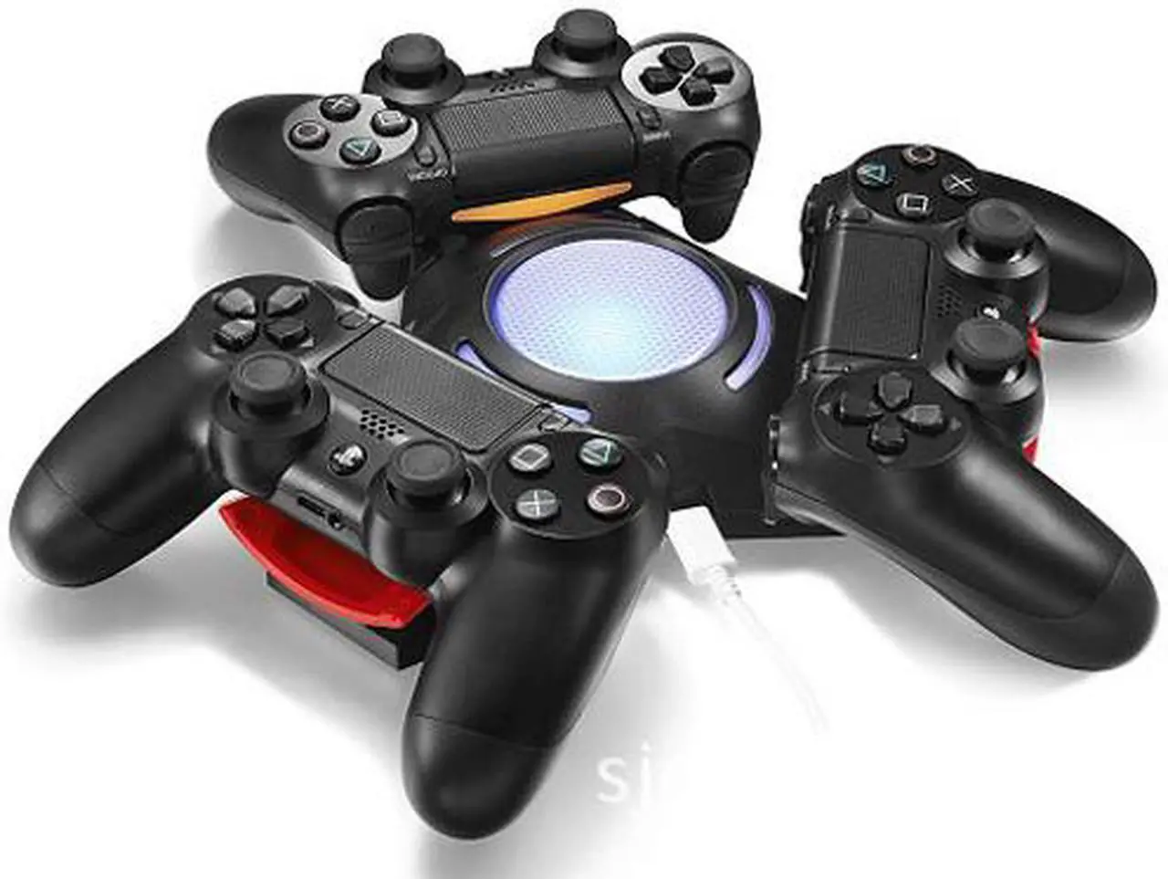Alt view image 6 of 7 - PS4 Controller Charger PlayStation 4 Charging Station PS4 Charging Dock PS4 Ternary Charger Charing 3 PS4 Dualshock 4 Controllers with Micro USB Charing Cable